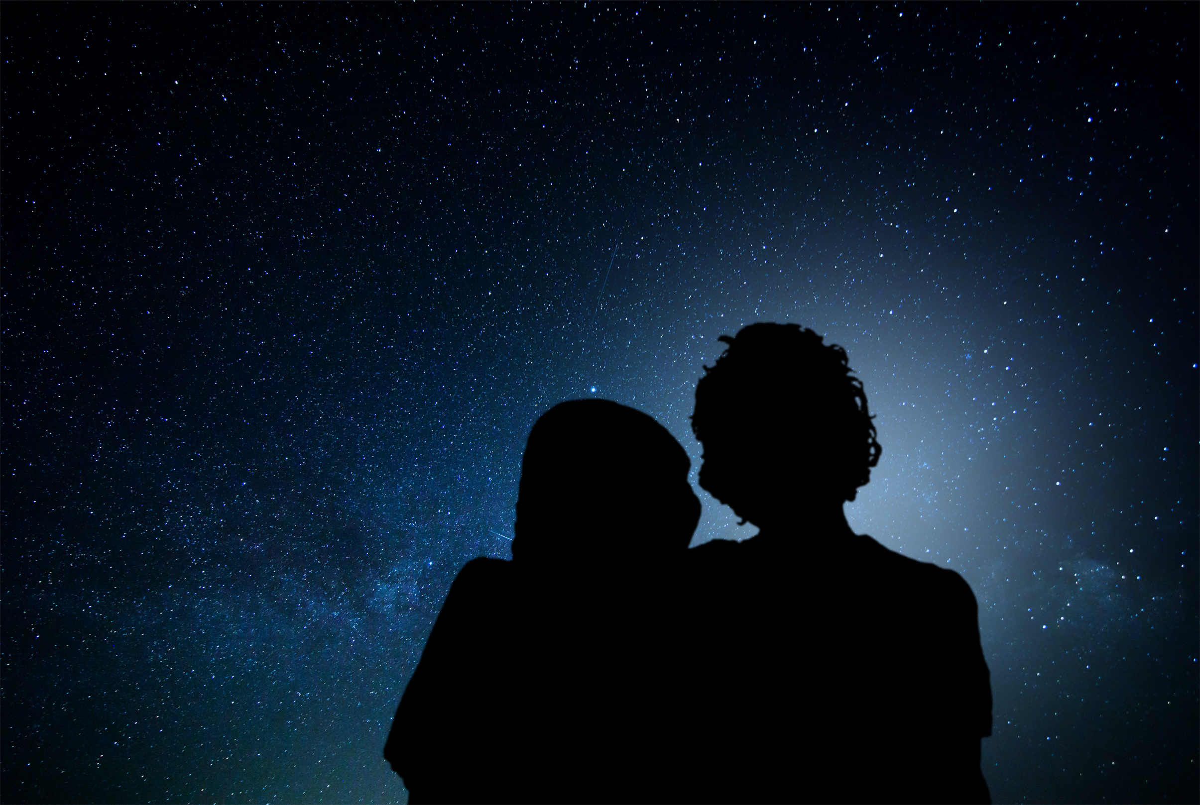 Romantic couple watching the stars photo