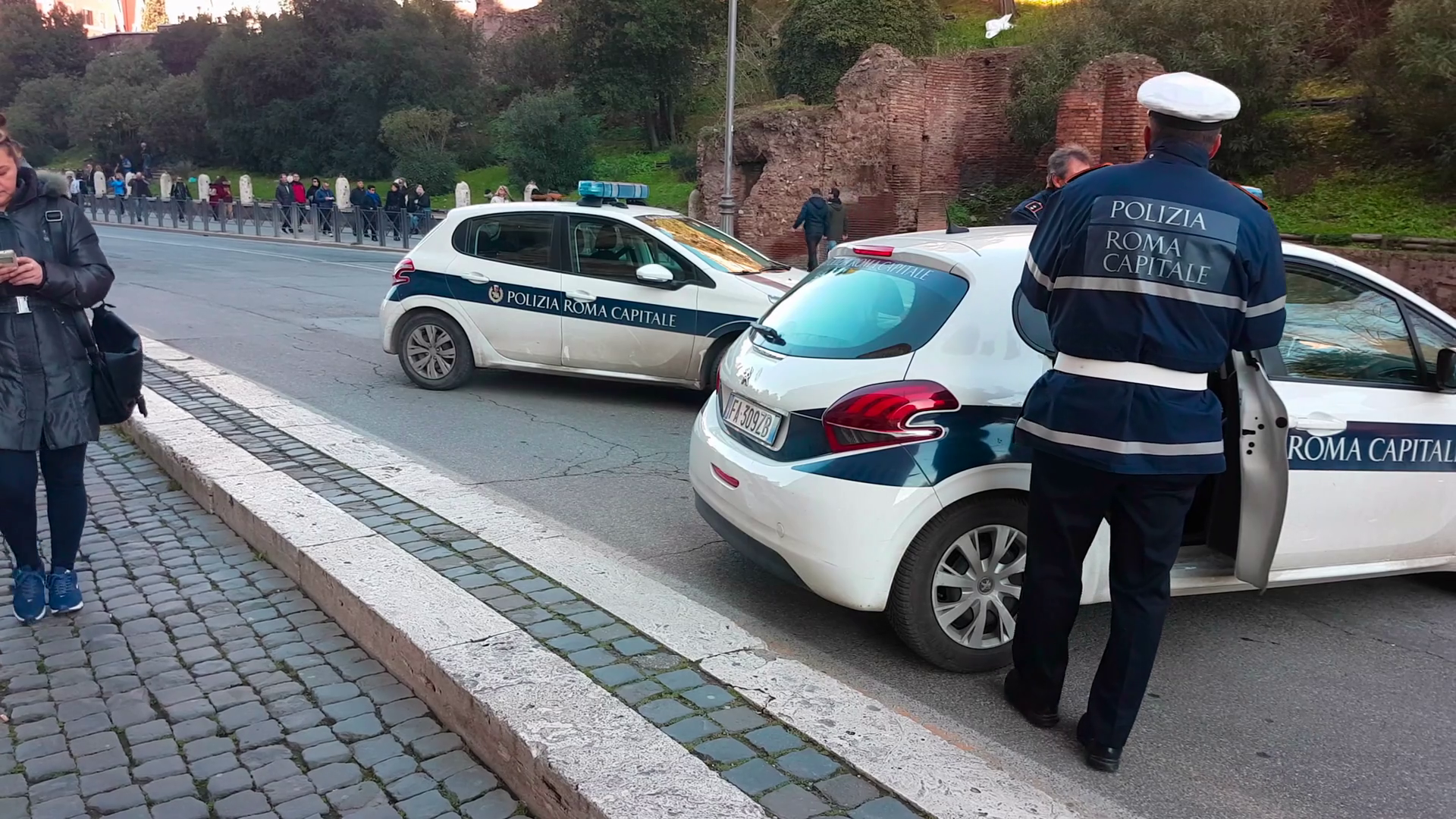 Rome, Italy - February 10, 2018: Italian Police Cars Blocking The ...