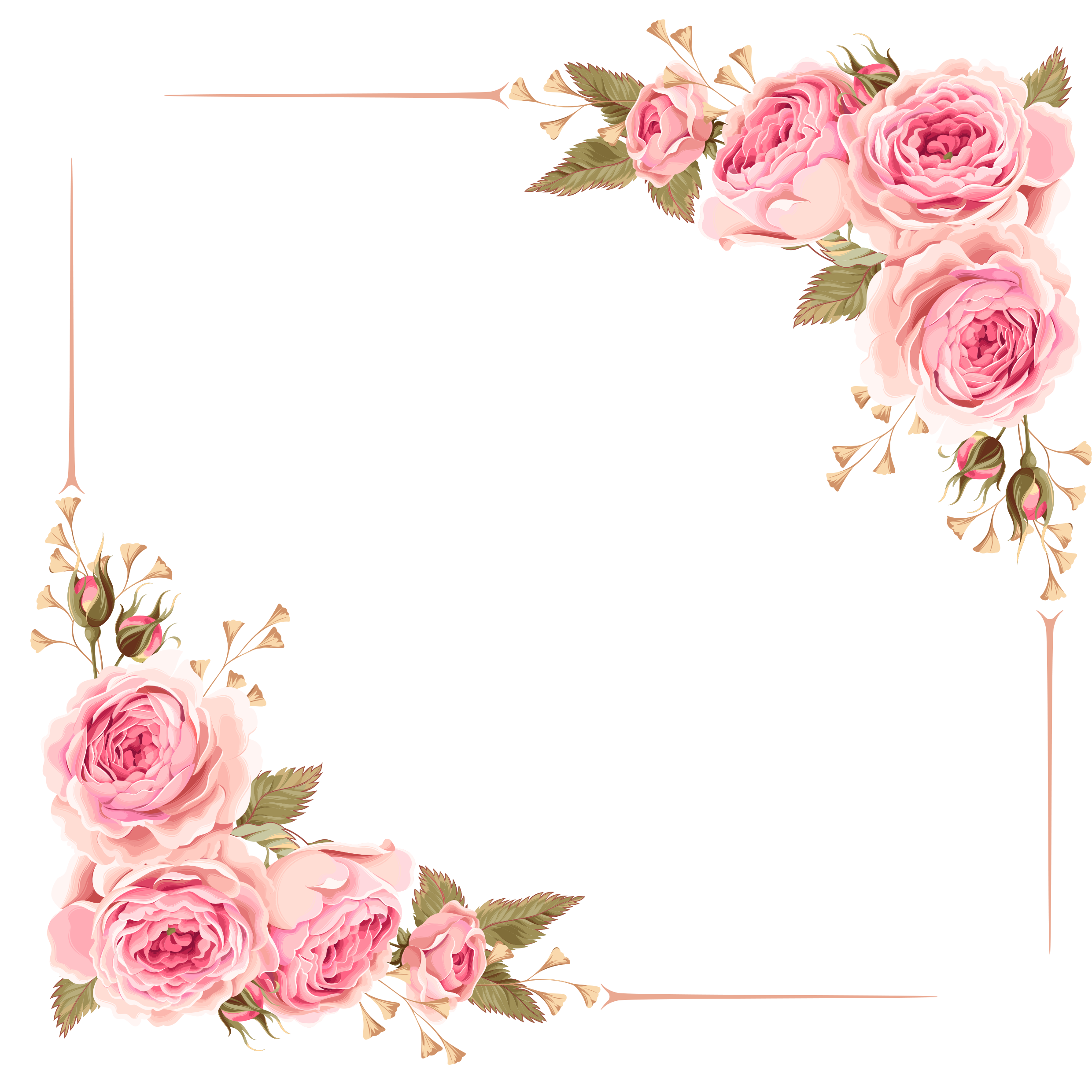 Wedding invitation Flower Rose Pink Clip art - Rose Border 2480*2480 ...