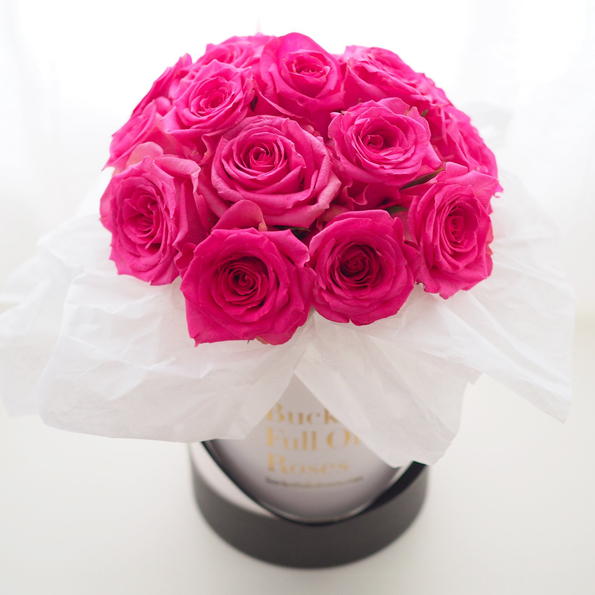Roses Bucket - Hot Pink - Bucket Full Of Roses