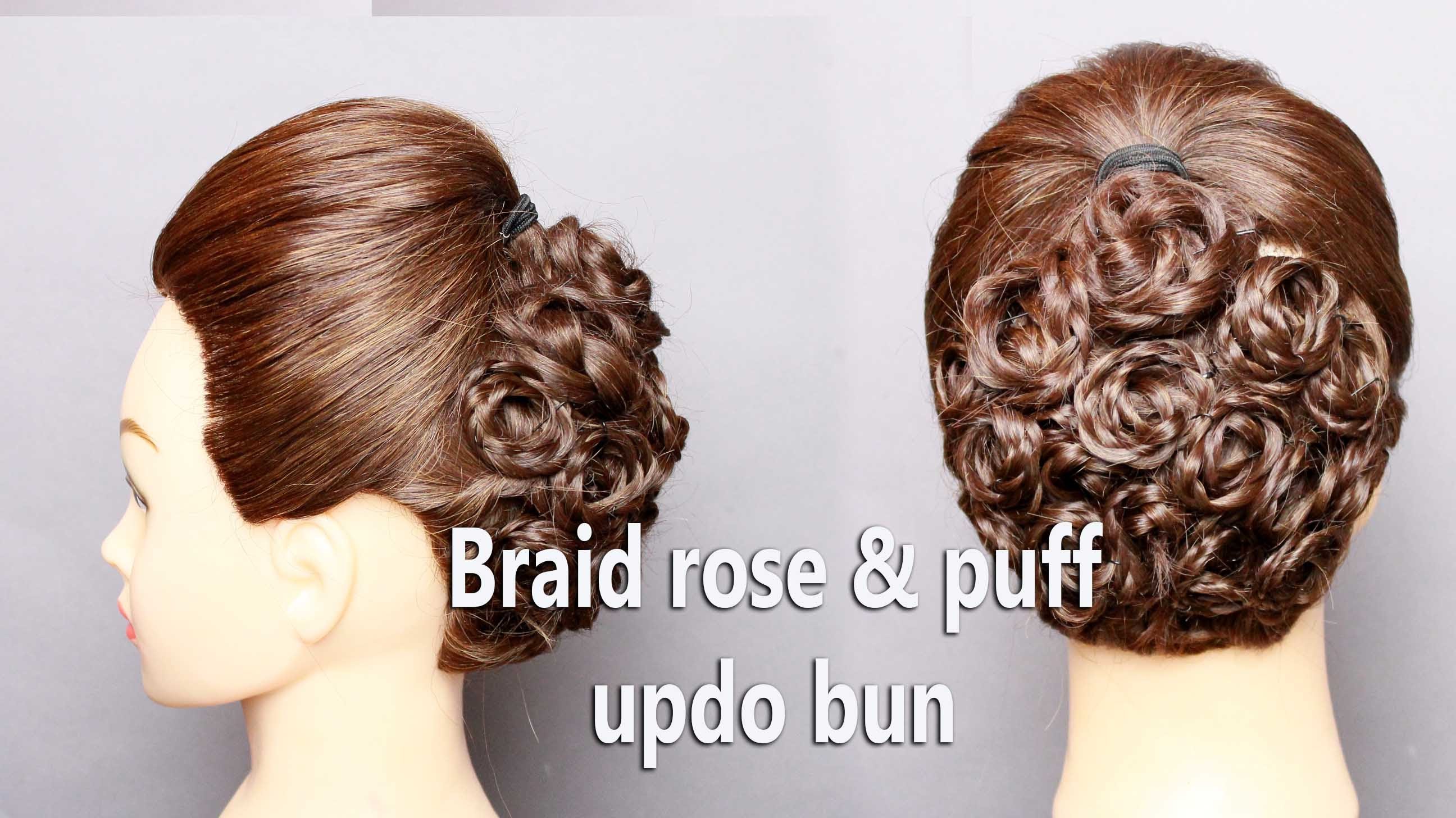 Braid rose and puff updo bun by Yasmine Alom - YouTube