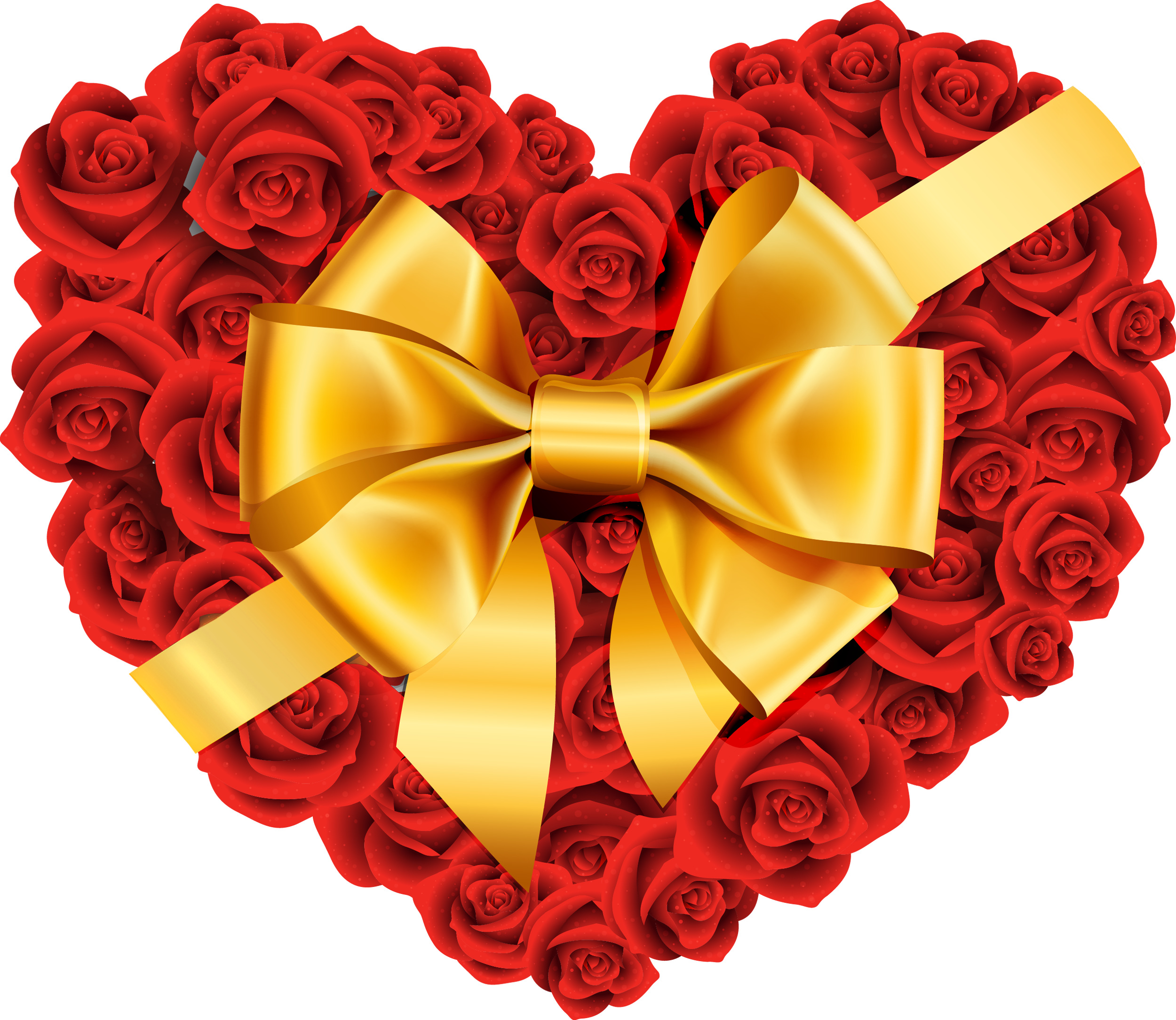 Large Rose Heart with Gold Bow PNG Clipart | Gallery Yopriceville ...