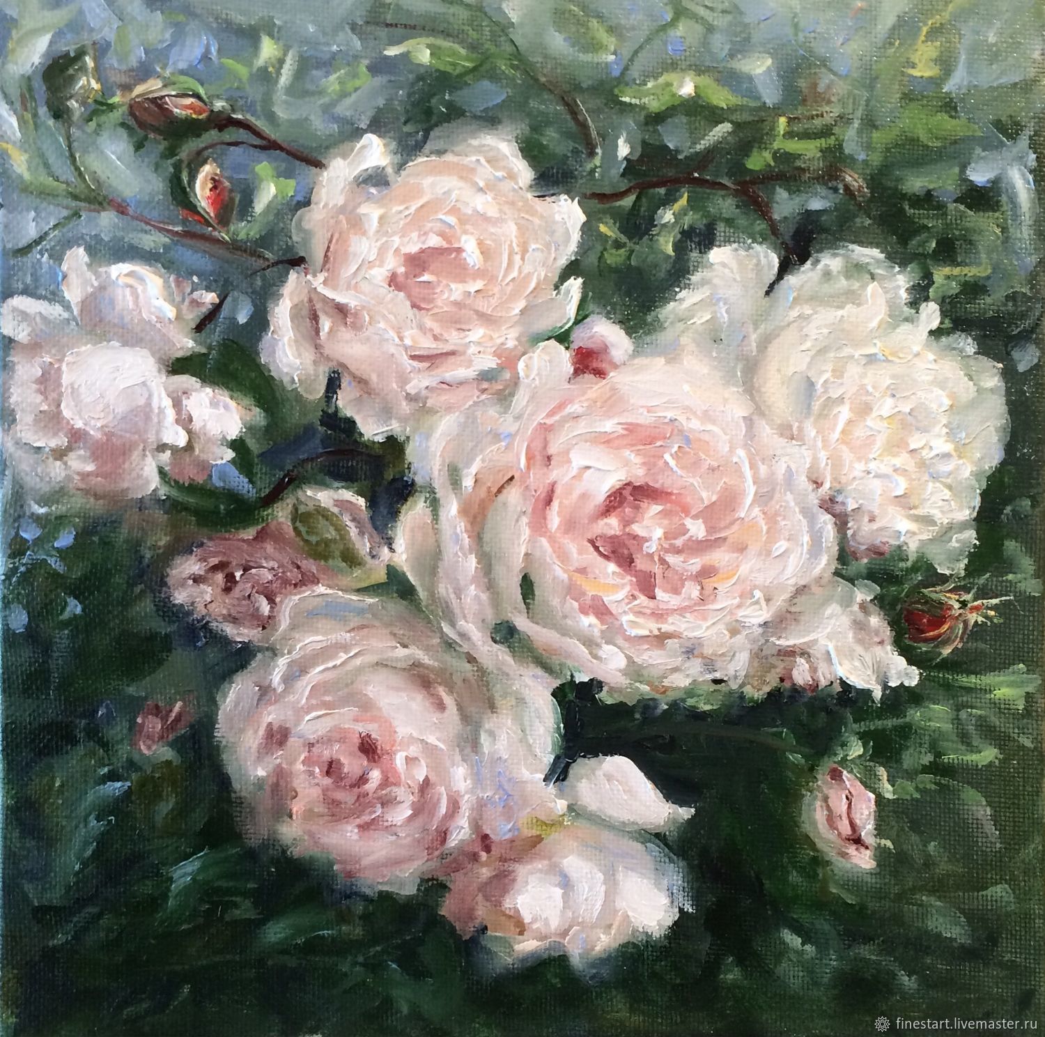Oil painting, White Rose painting – shop online on Livemaster with ...