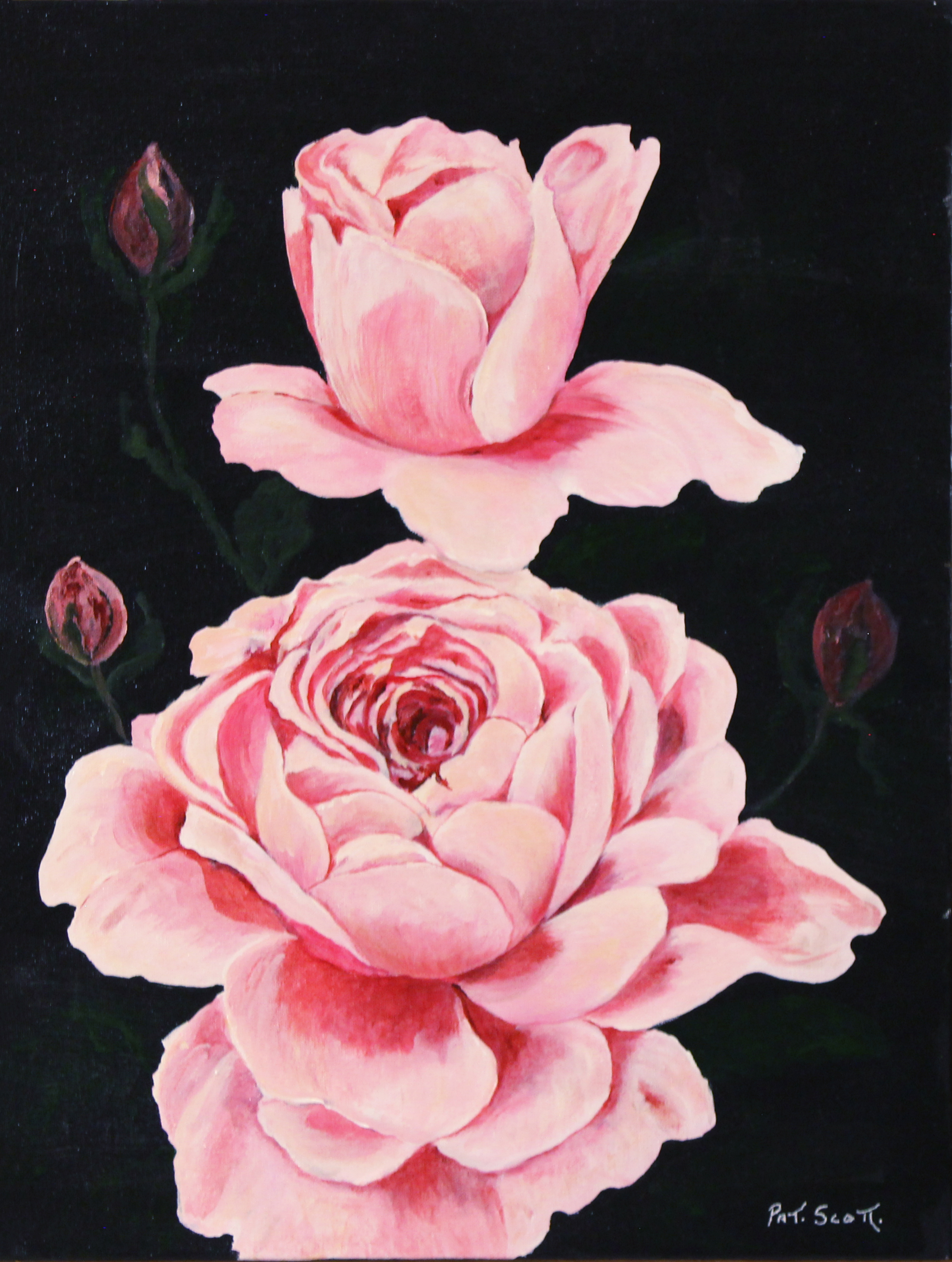 Pink Roses - Acrylic Painting - Deep Canvas - 18