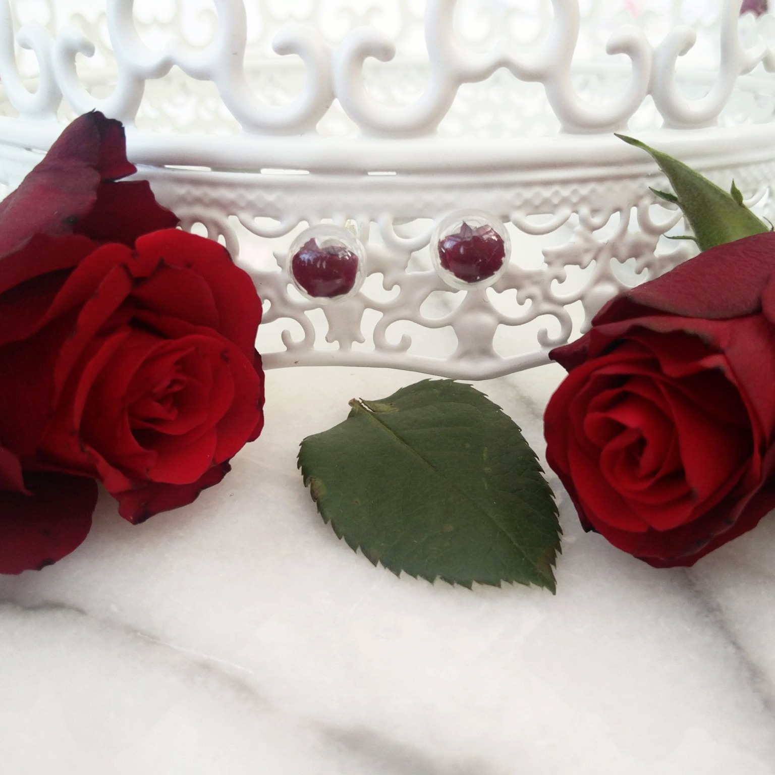 Romantic Red Rose Petal Studs