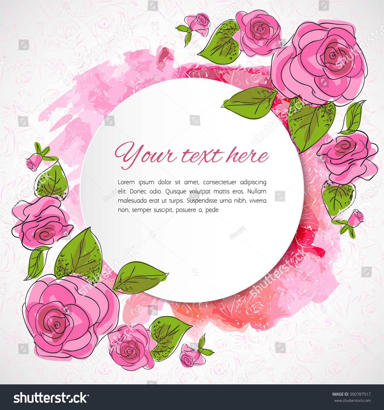 Romantic Flower Greeting Card Roses Copy Stock Vector 300787517 ...