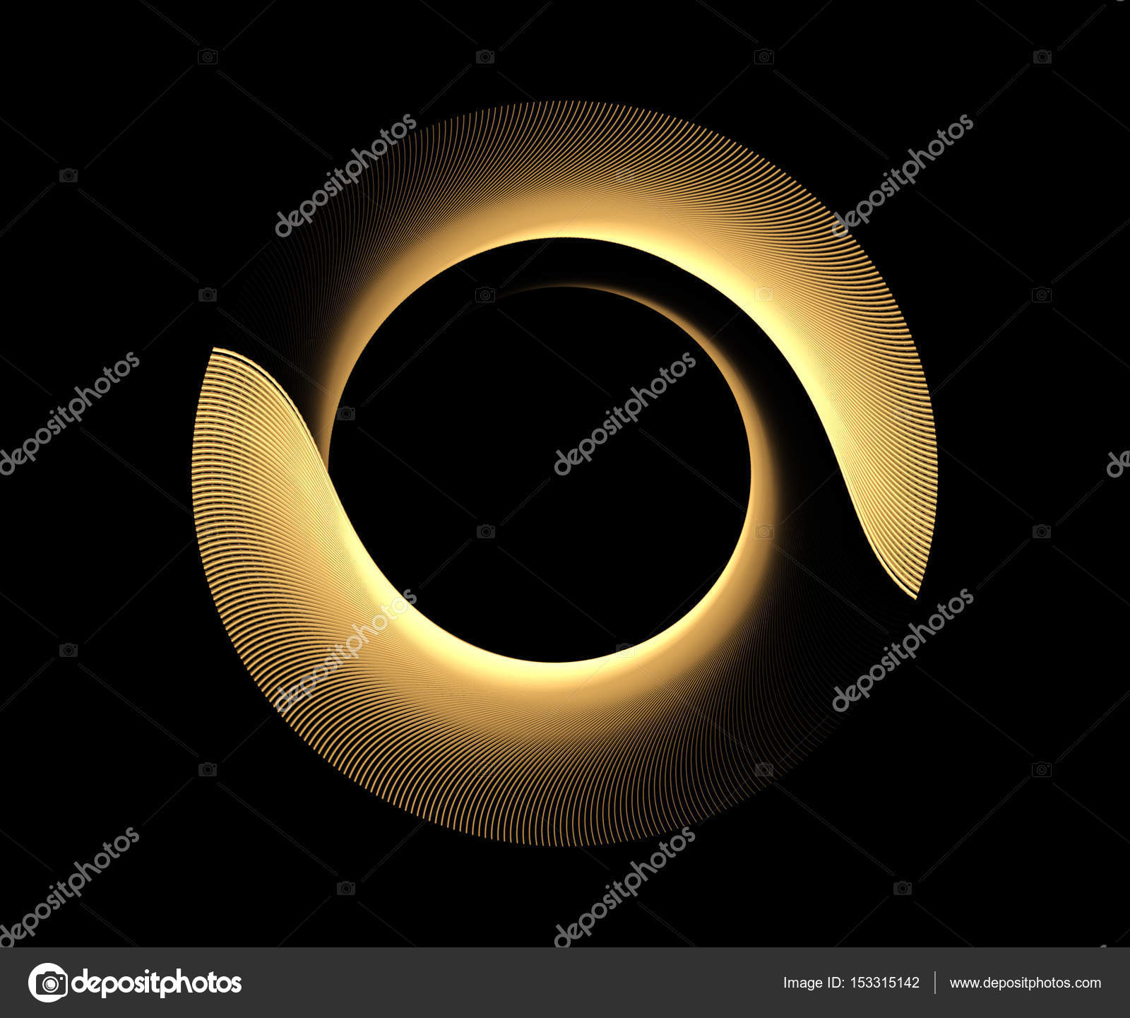 Abstract metallic golden fractal element for design in rotary mo ...