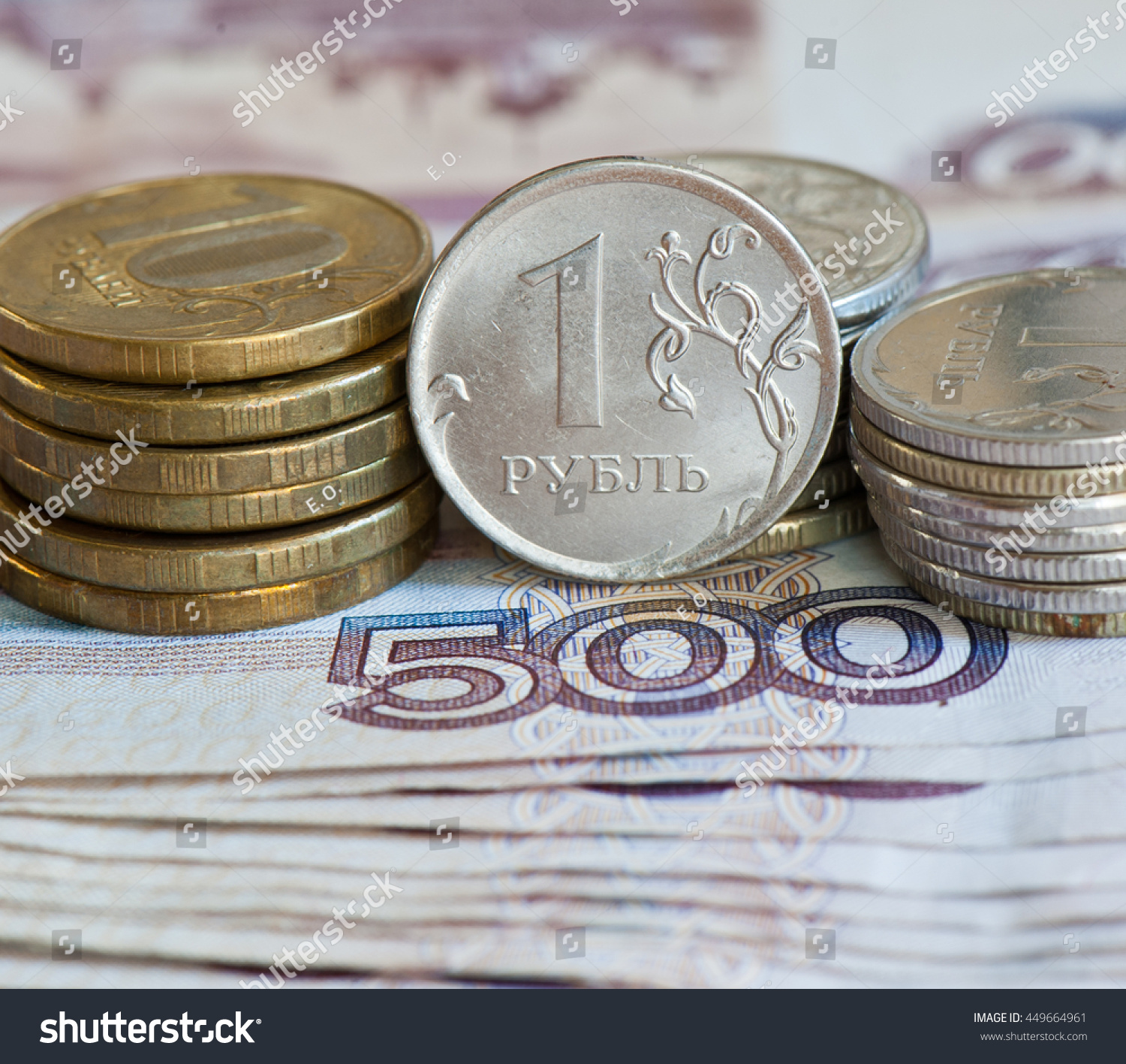 Russian Roubles Coins Against 500 Roubles Stock Photo (Safe to Use ...