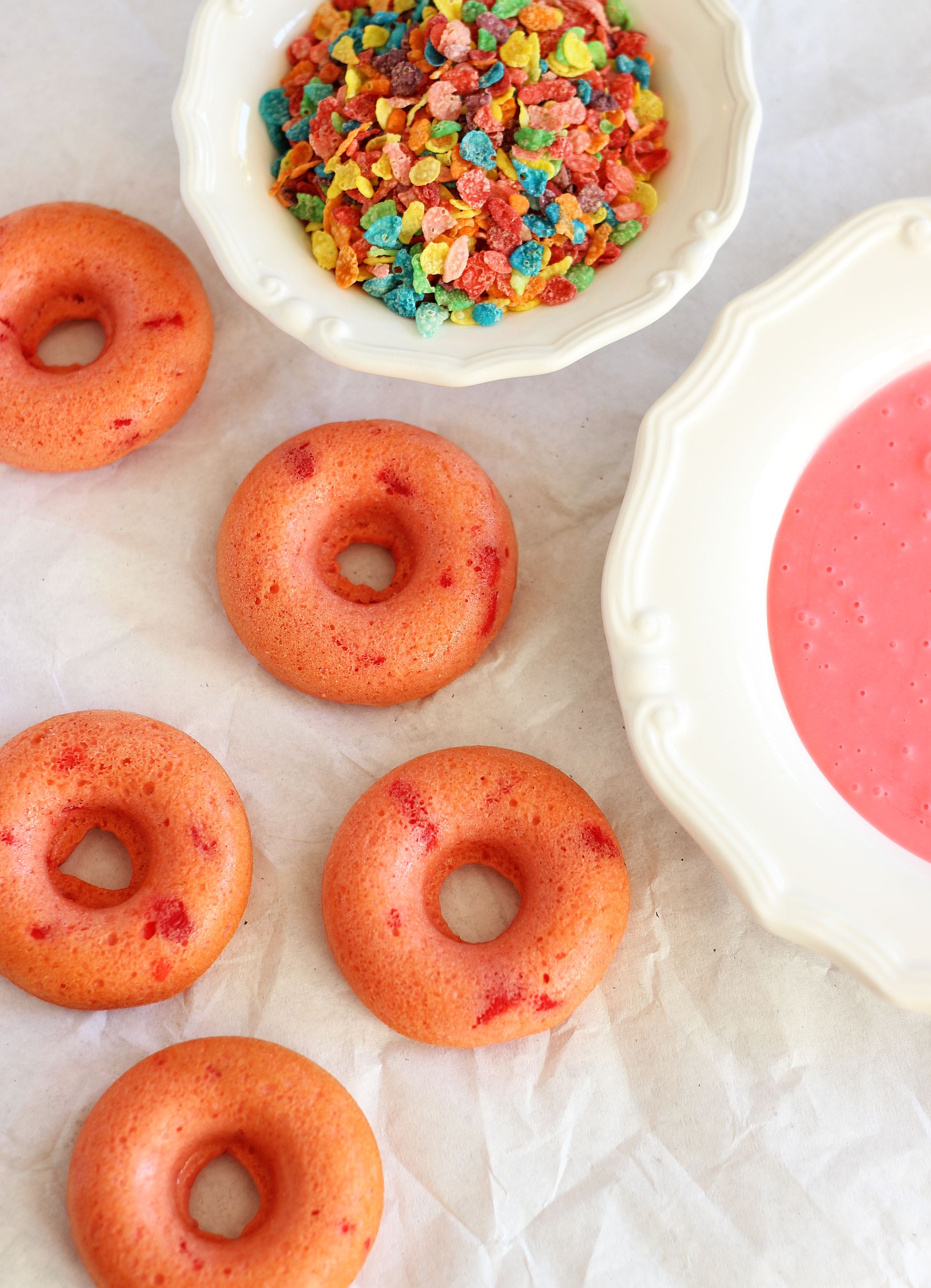 Baked Cherry Donuts with Fruity Pebbles - The Gold Lining Girl