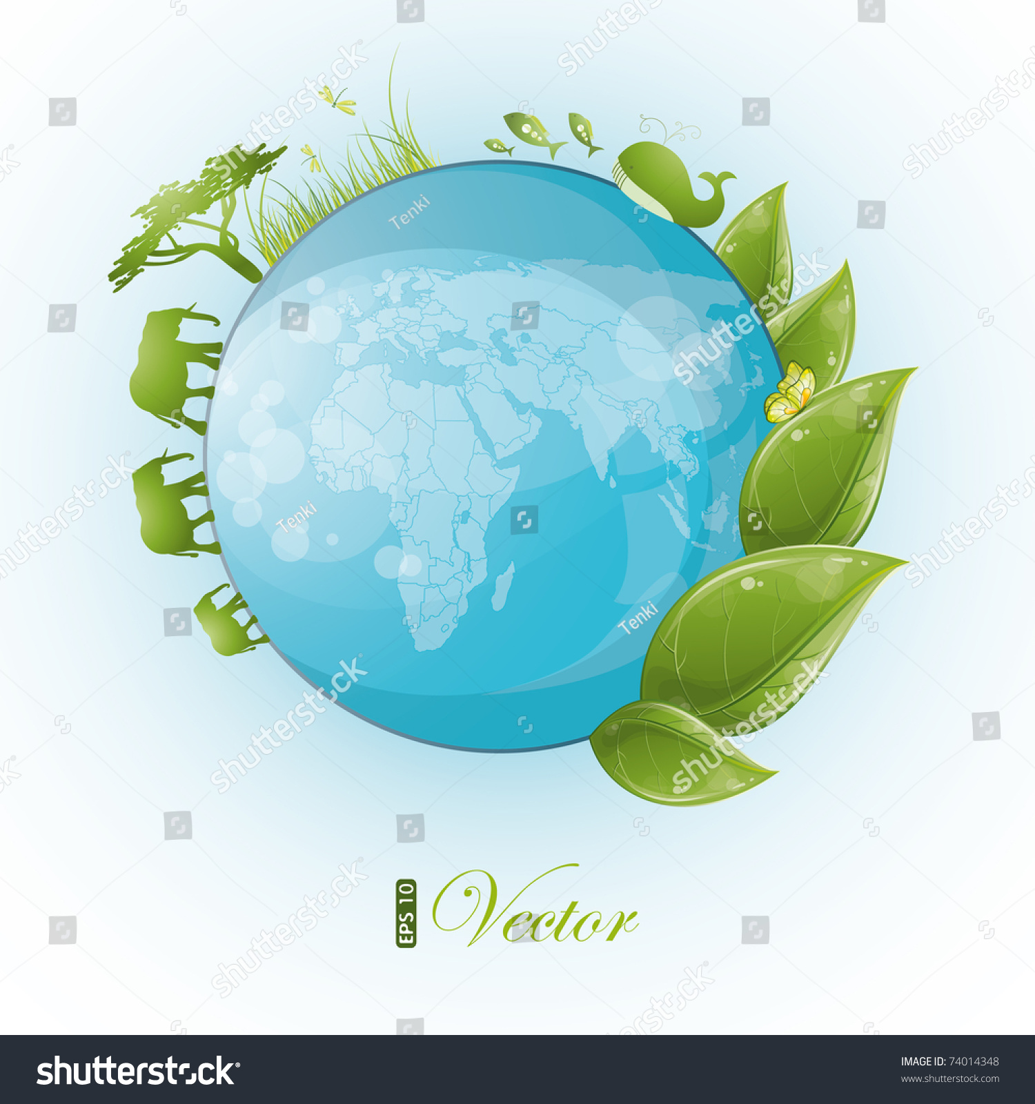 Round Nature Design Green Leaf Globe Stock Vector 74014348 ...