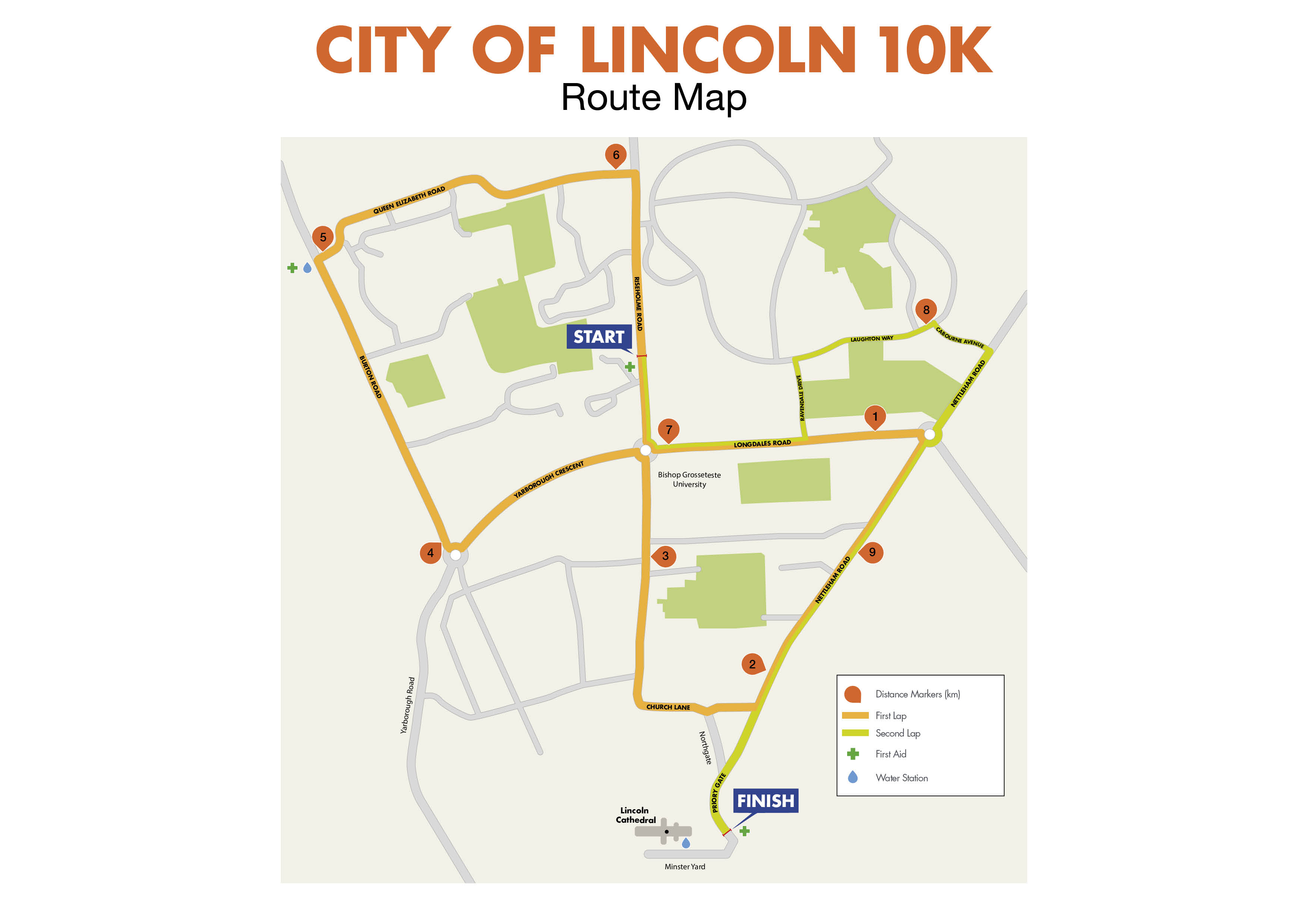 Race Route inc full Course Breakdown - City of Lincoln 10k Run - Run ...