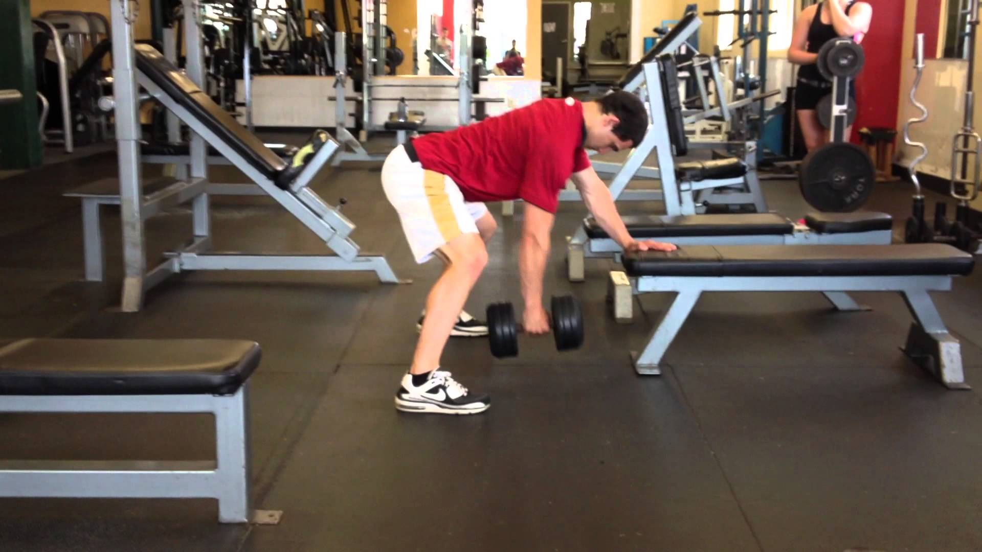 Three Point Stance One Arm Dumbbell Row - YouTube