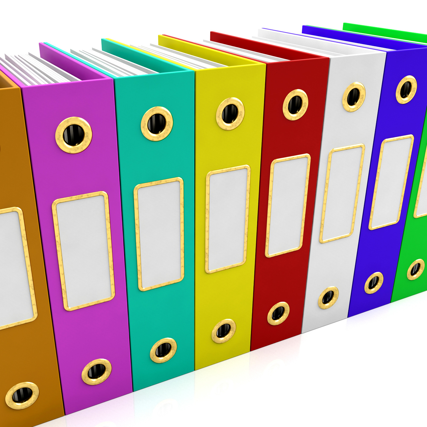 Row of colorful files for getting organized photo