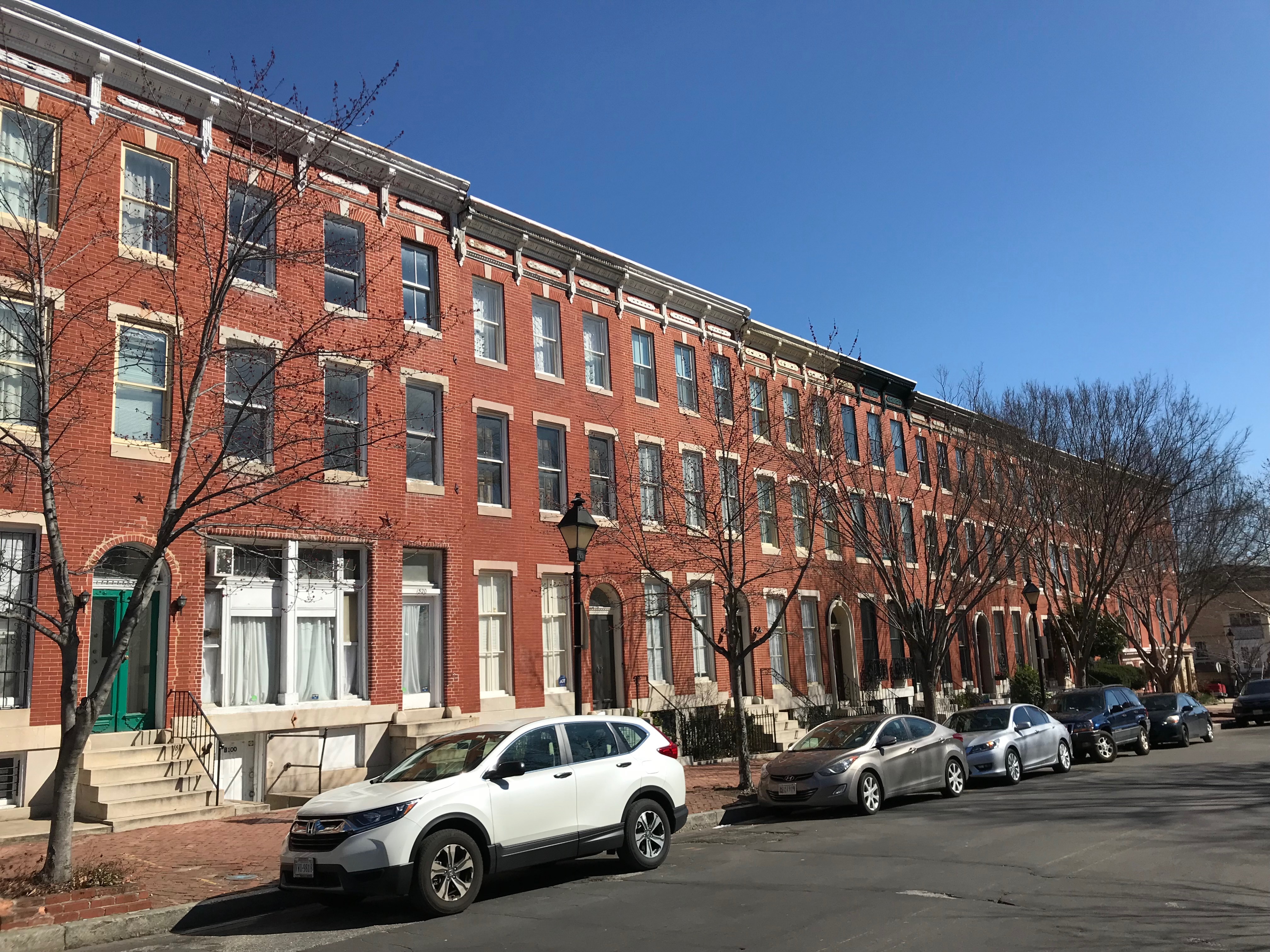 Rowhouses, 1500 block of Hollins Street, Baltimore, MD 21223, Baltimore, Building, Car, Hollins Street, HQ Photo
