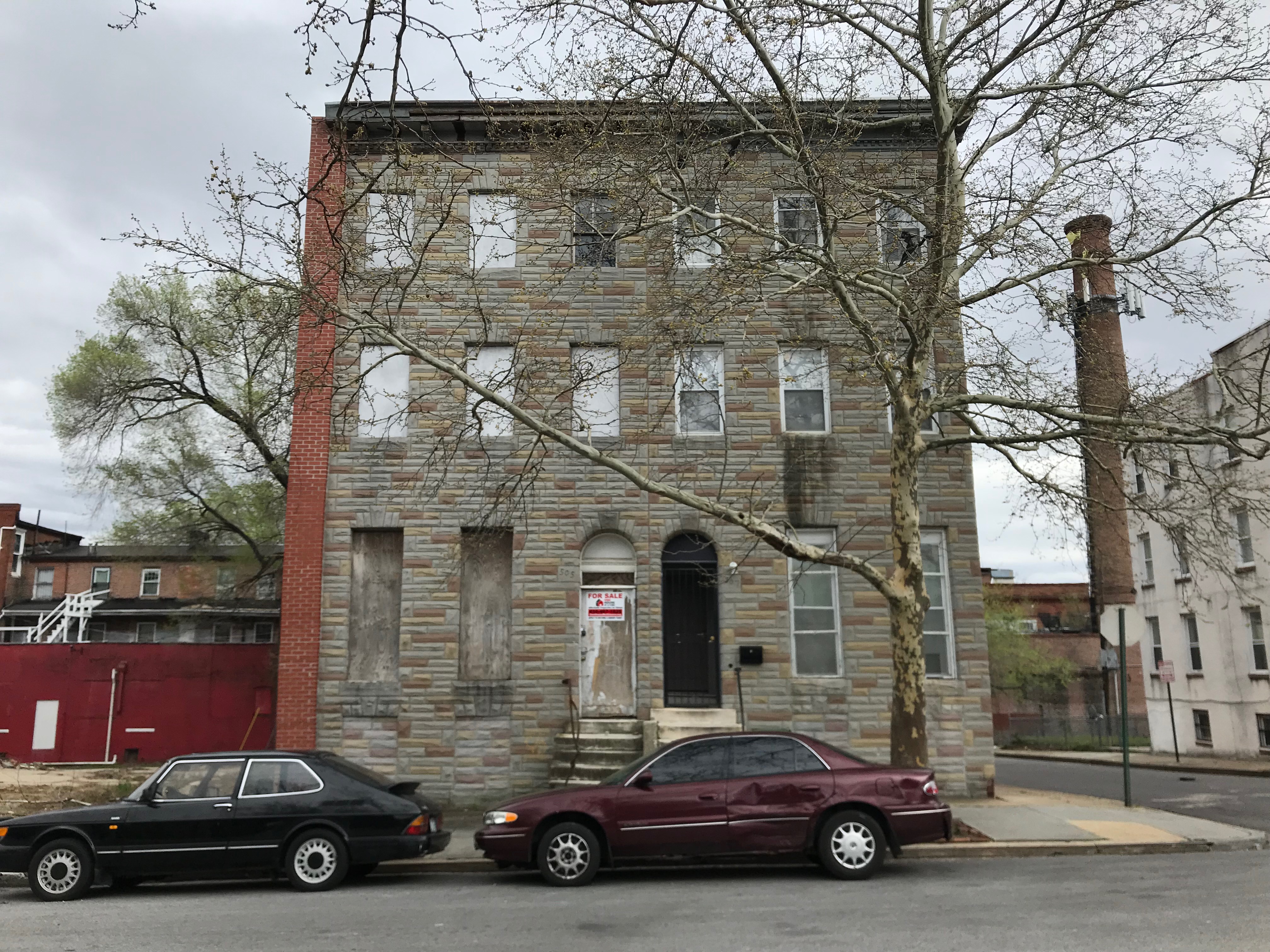 Rowhouses, 505–507 W. Mosher Street, Baltimore, MD 21217, Baltimore, Building, Car, Intersection, HQ Photo
