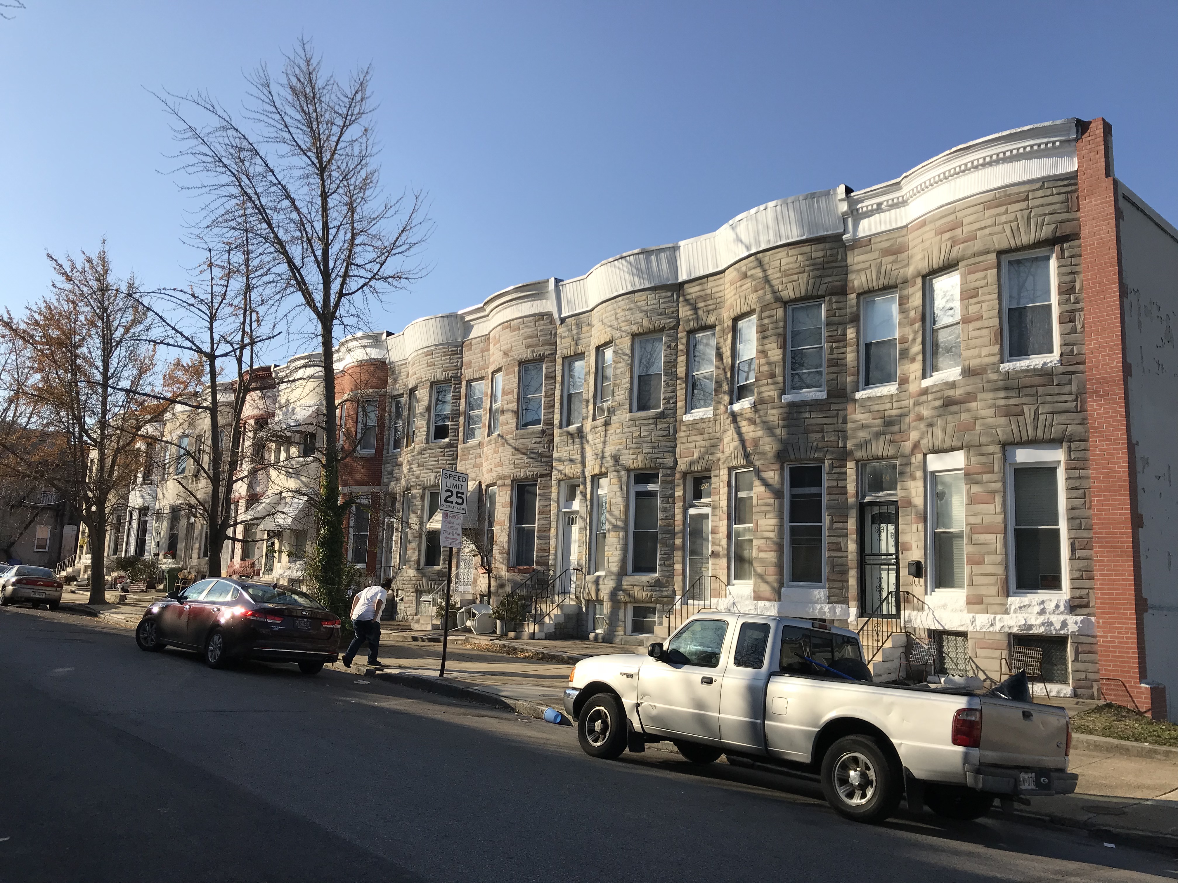 Rowhouses, Oak Hill Avenue, Baltimore, MD, Architecture, Baltimore, Building, Car, HQ Photo