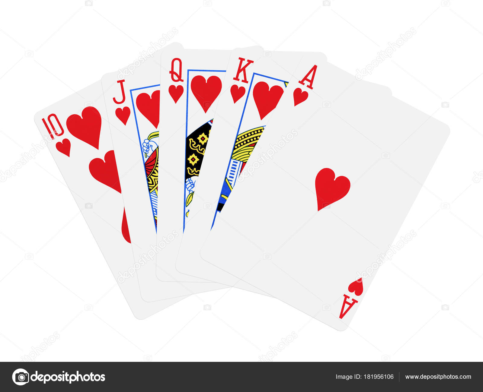 hearts royal flush poker cards isolated on white — Stock Photo ...