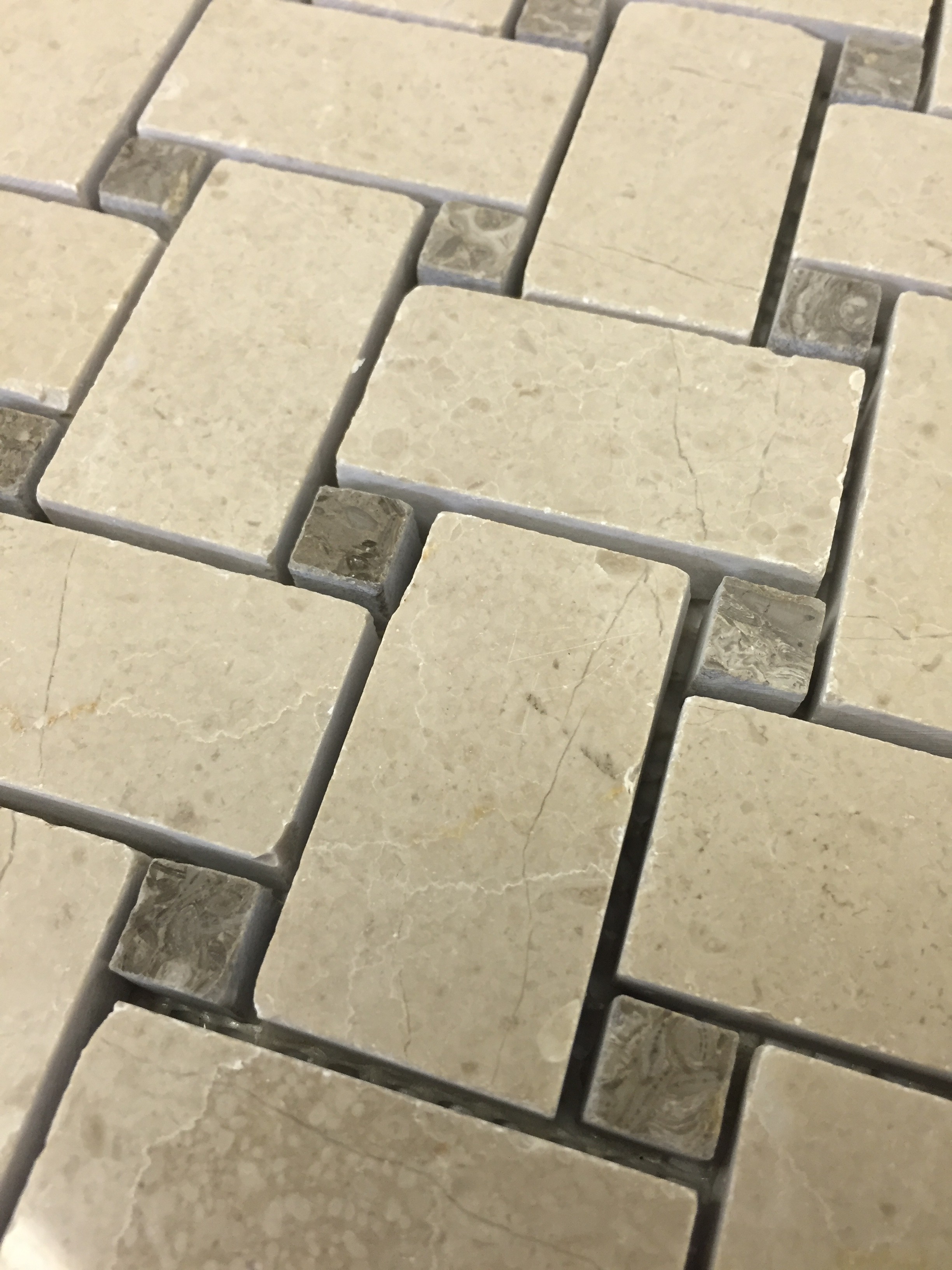 1 x 2 Royal Crema Verona Beige Polished Marble With Fossil Grey Dot ...