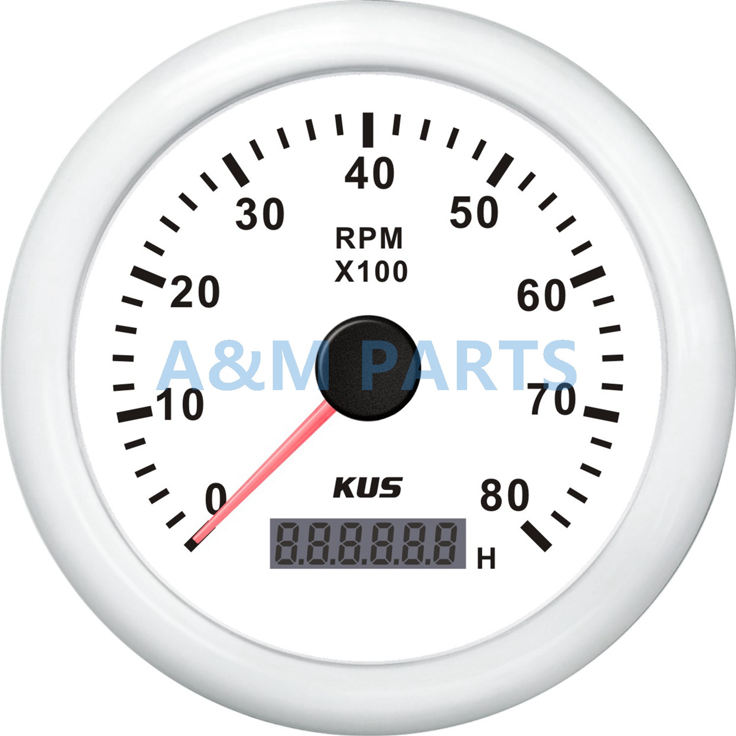 KUS Boat Engine RPM Meter LCD Hourmeter Tacho Gauge White 12V/24V ...