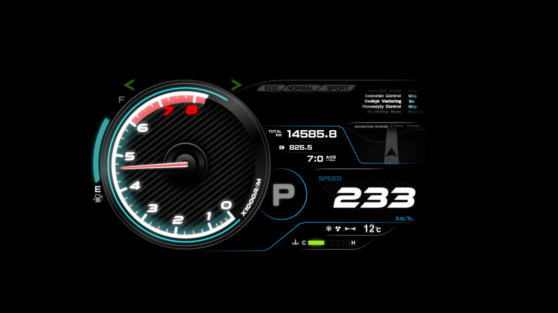 4 K Animation Of Car Dashboard Speed Rpm Meter And Automobile Icon ...