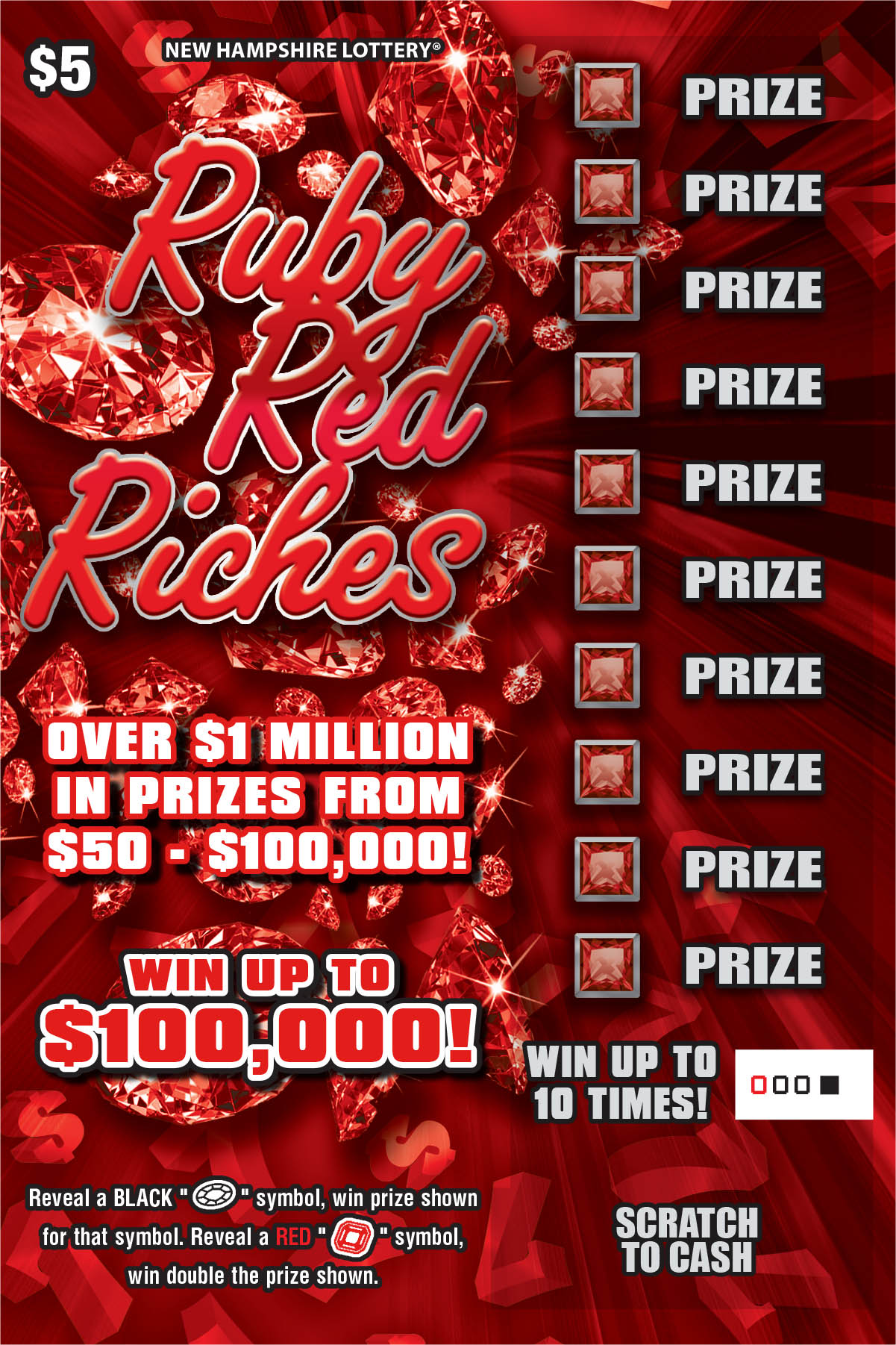 New Hampshire Lottery - Ruby Red Riches