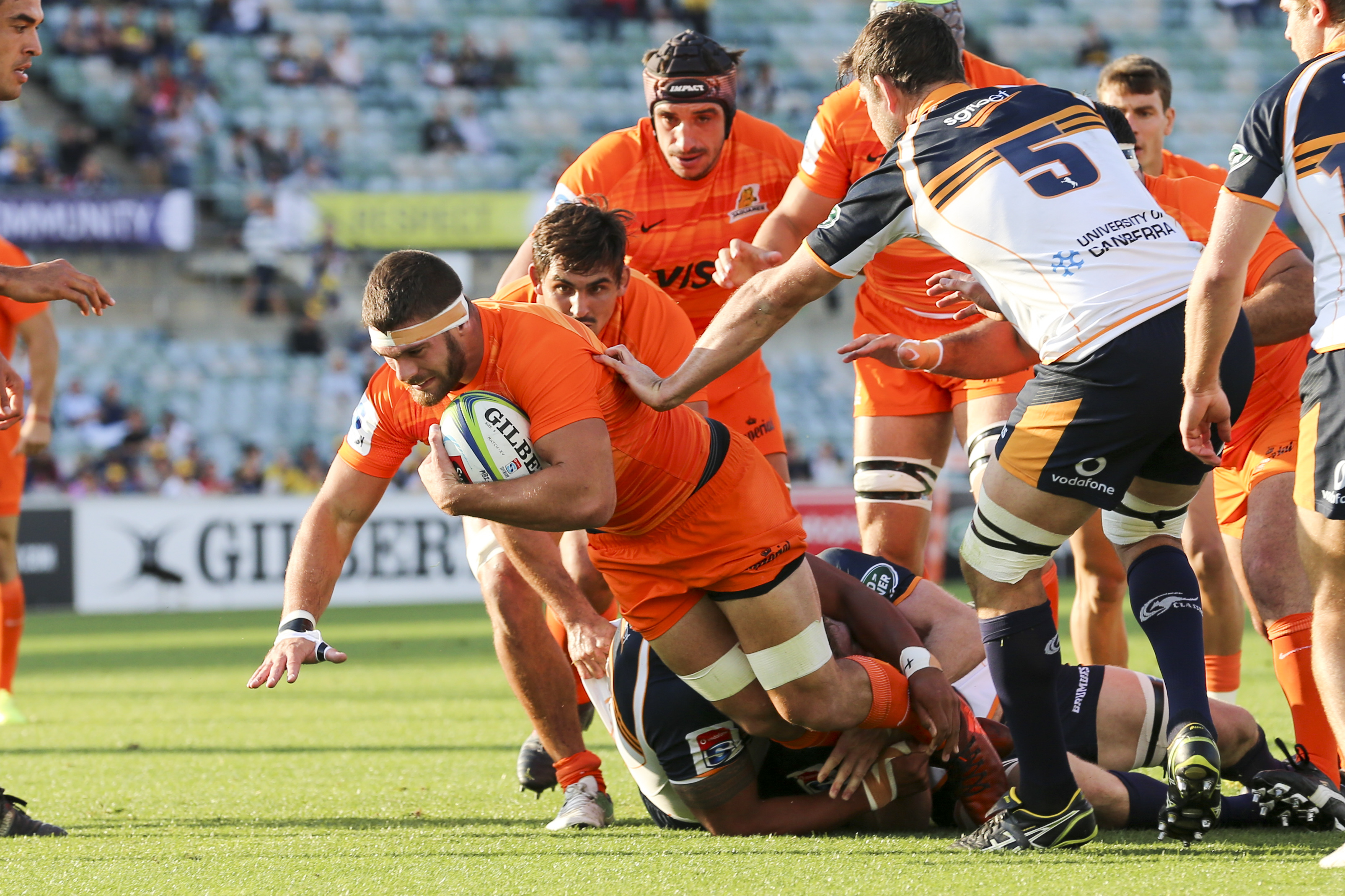 during the Super Rugby match between Brumbies and Jaguares at GIO ...