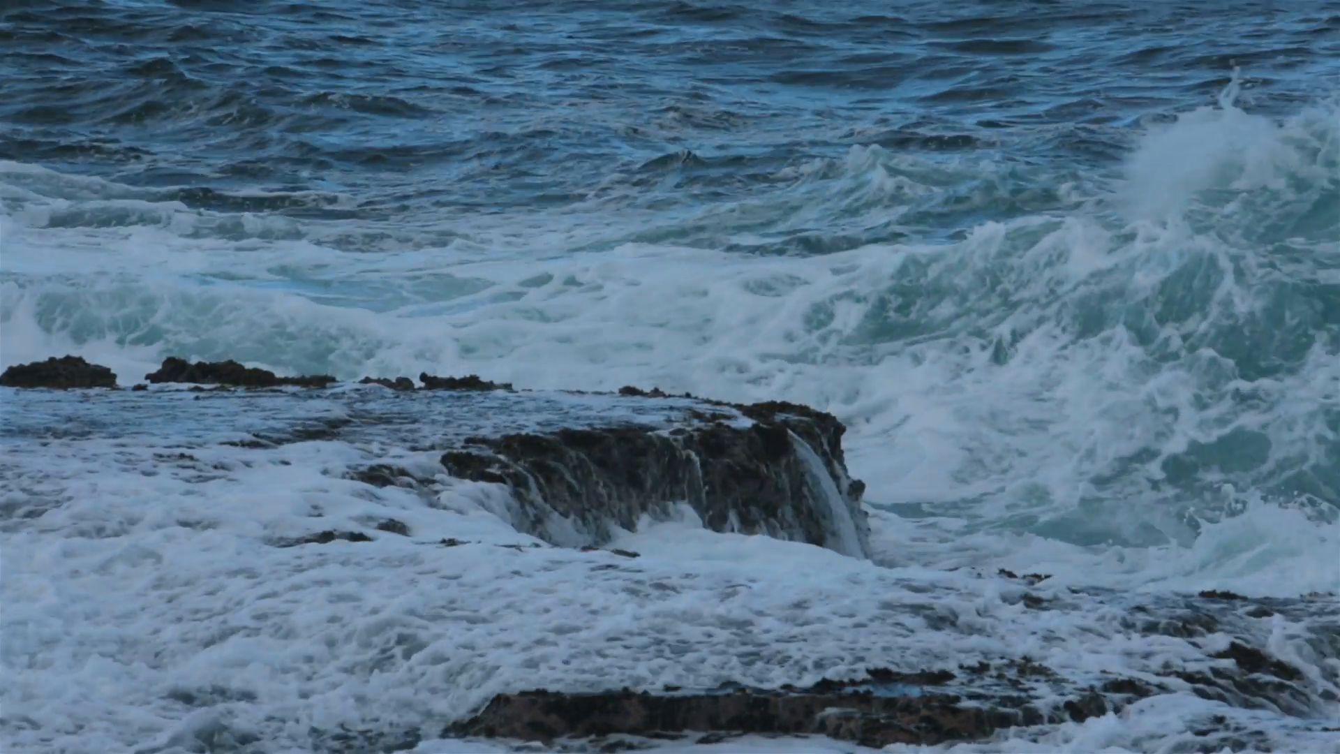 Ocean waves rough surf on rugged rocks shoreline HD 0650 Stock Video ...