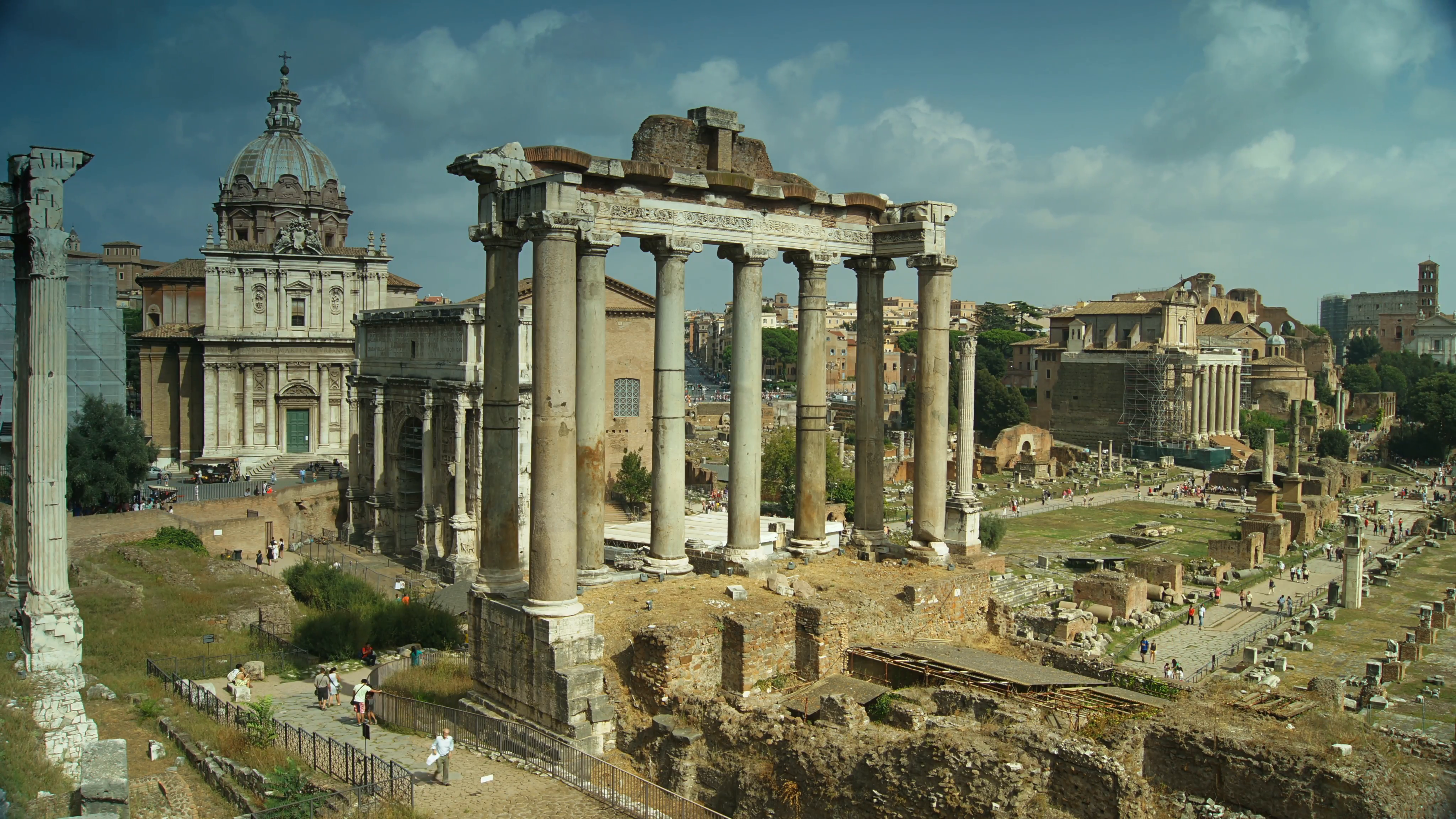 Editorial-Rome, Italy, ruins of Roman Forum on Palatine hill. time ...