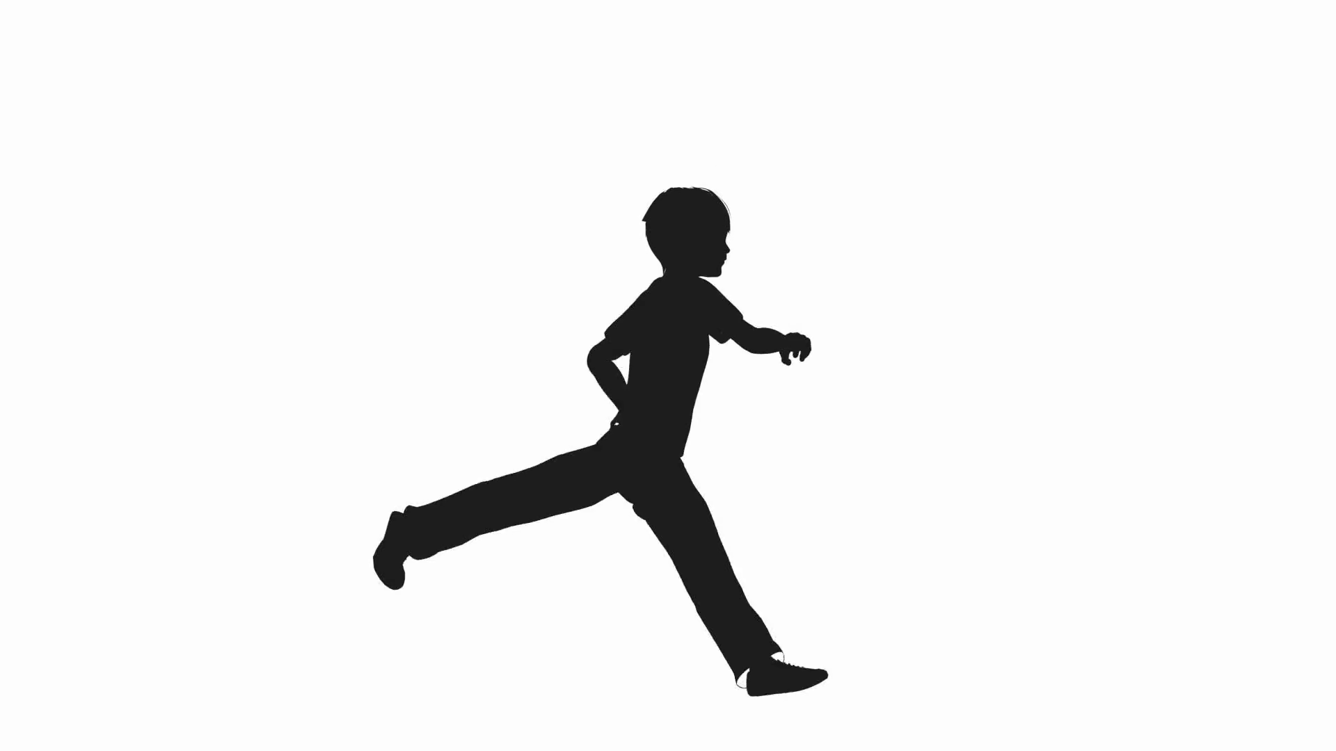 Boy running silhouette on a white background Motion Background ...