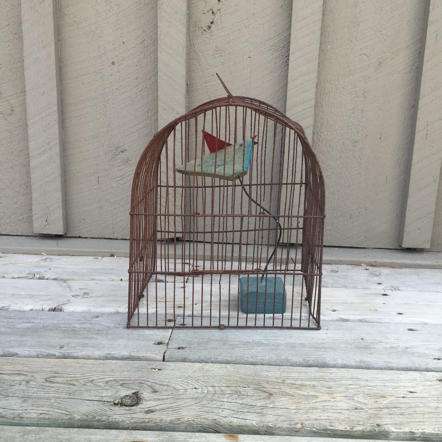 Rustic Bird Cage, Vintage Rusty Bird Cage, Cottage Chic Home Decor ...