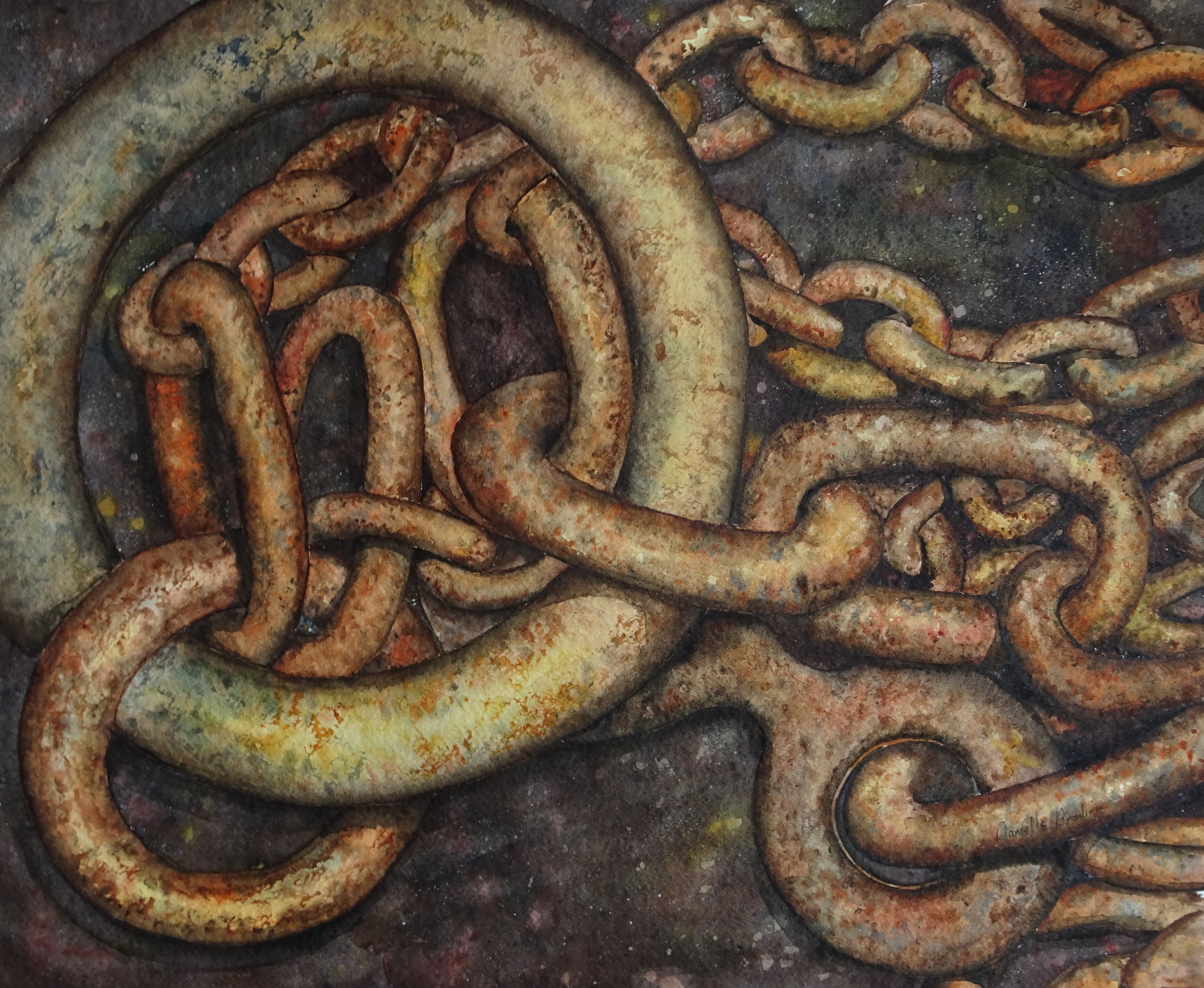 Danielle Beaulieu's watercolour of rusted chains | Danielle ...
