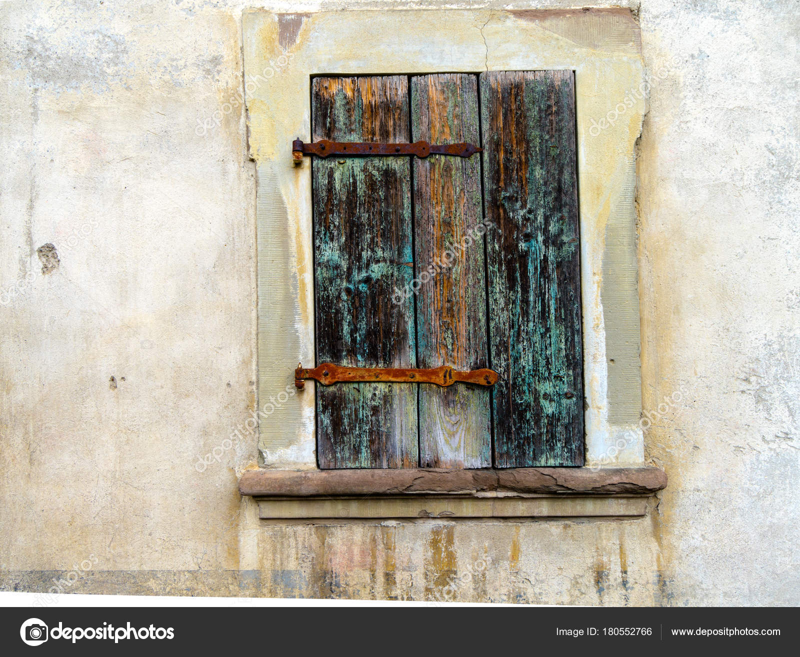 Rustic Vintage Wooden Shutter Rusted Hinges — Stock Photo ...