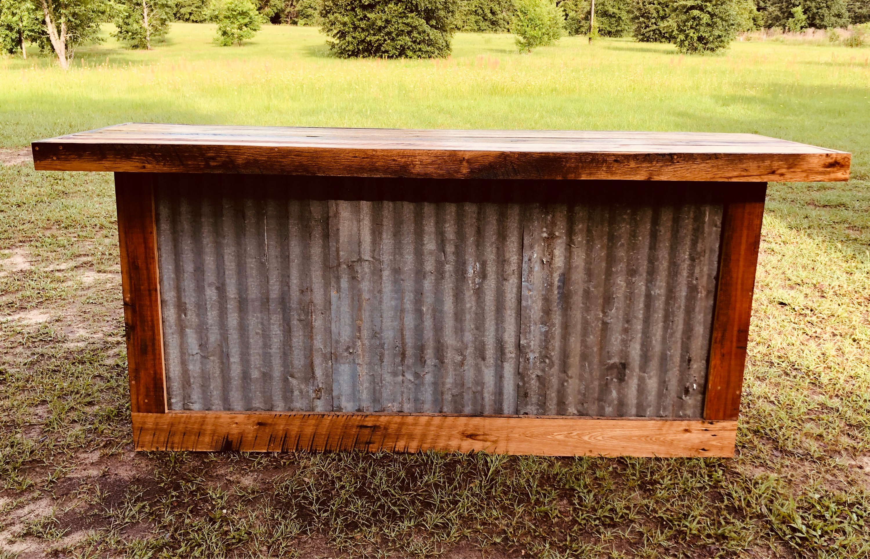 The Rough and Rustic 8' bar - repurposed barn wood and corrugated ...
