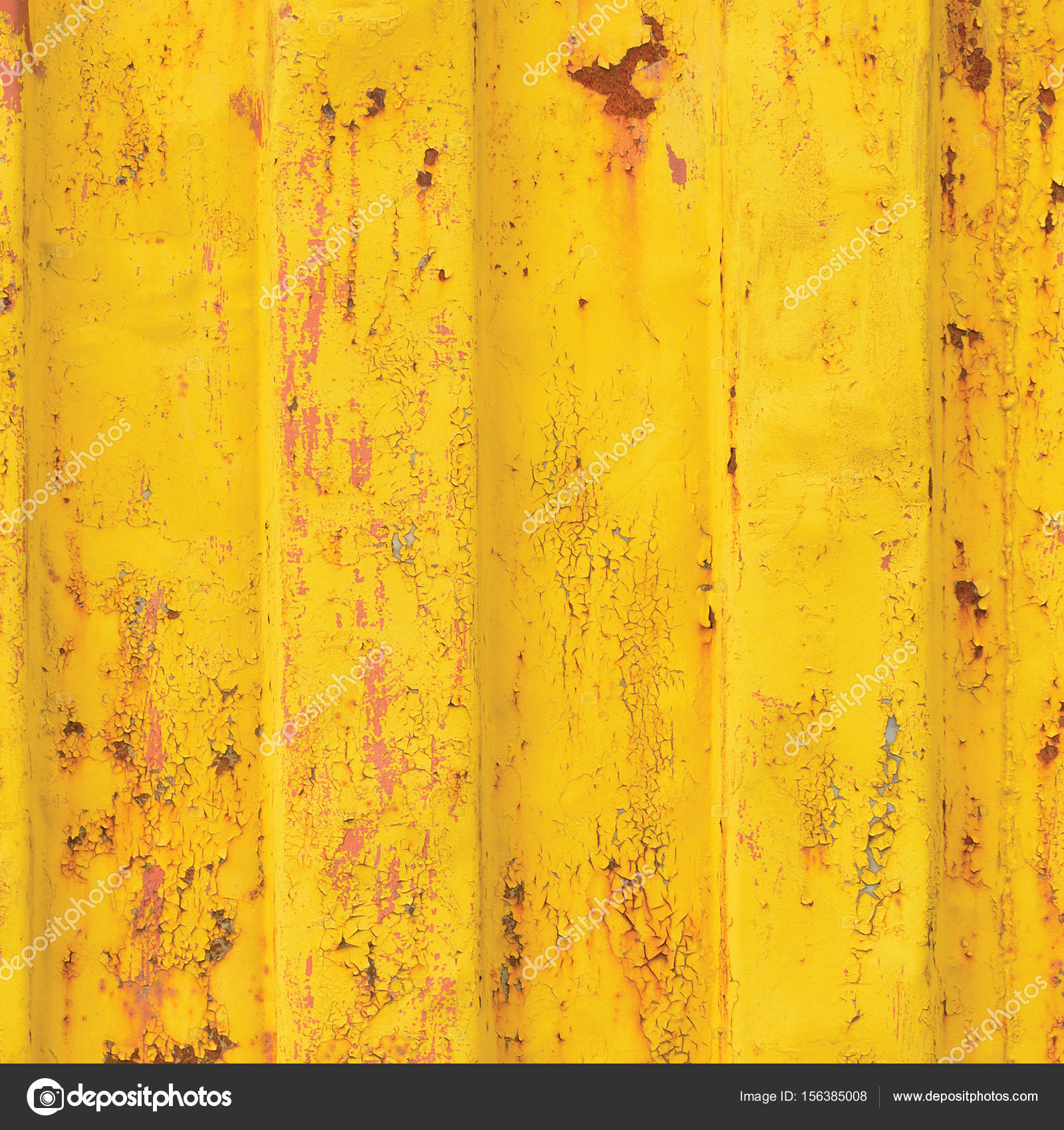 Yellow sea freight container background, rusty corrugated pattern ...
