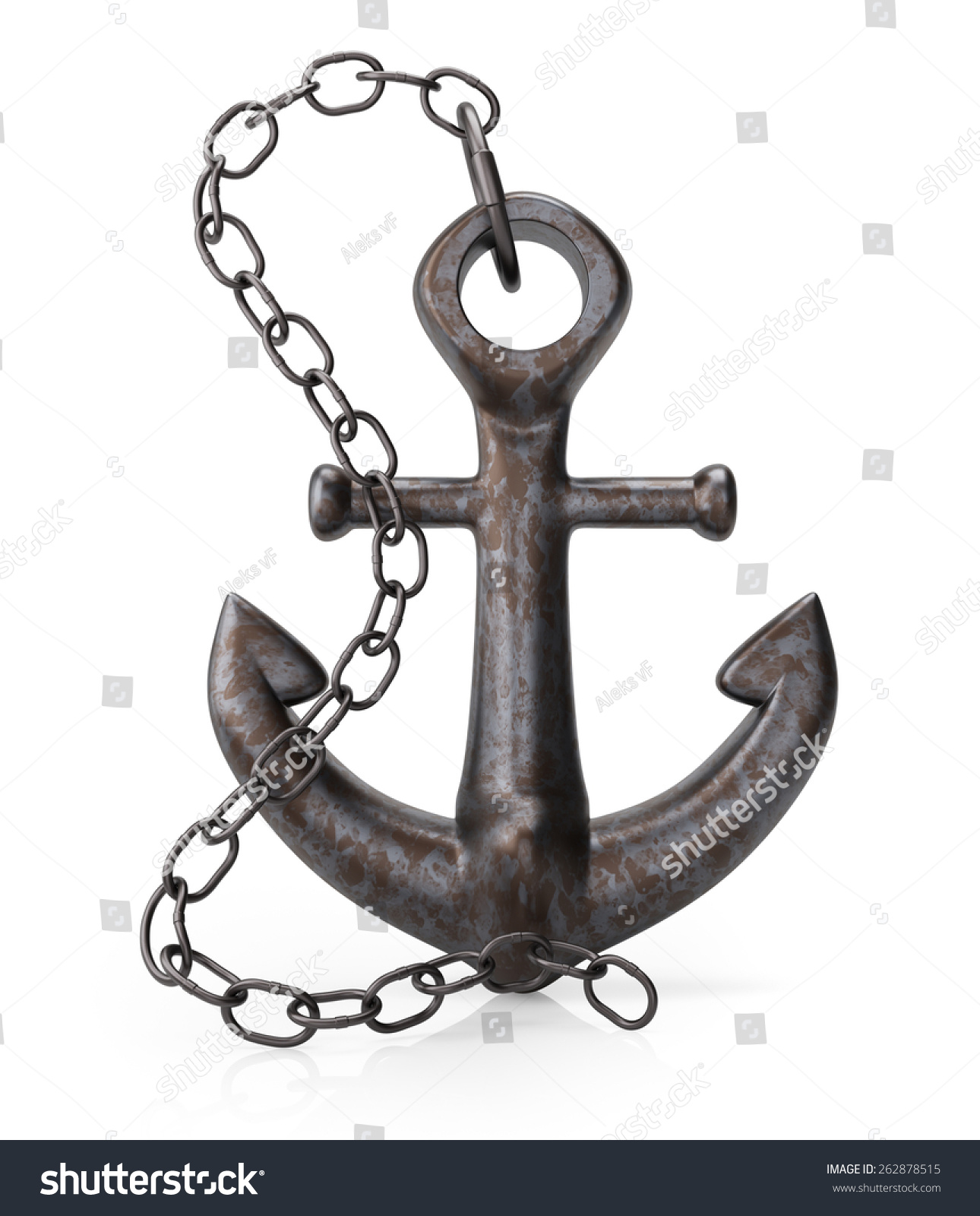Rusty Anchor Chain Isolated On White Stock Illustration 262878515 ...