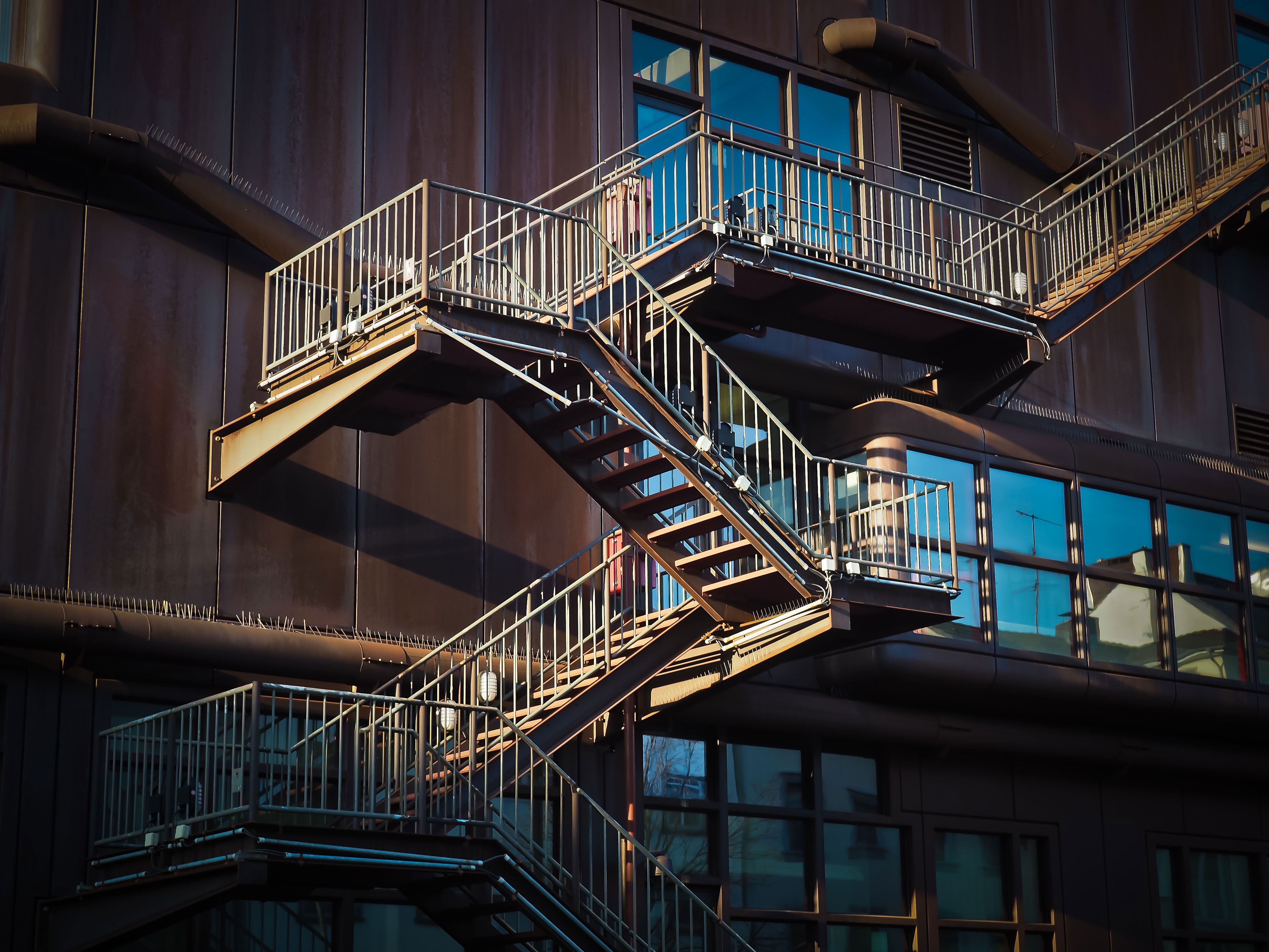 Free Images : architecture, night, building, city, staircase, metal ...