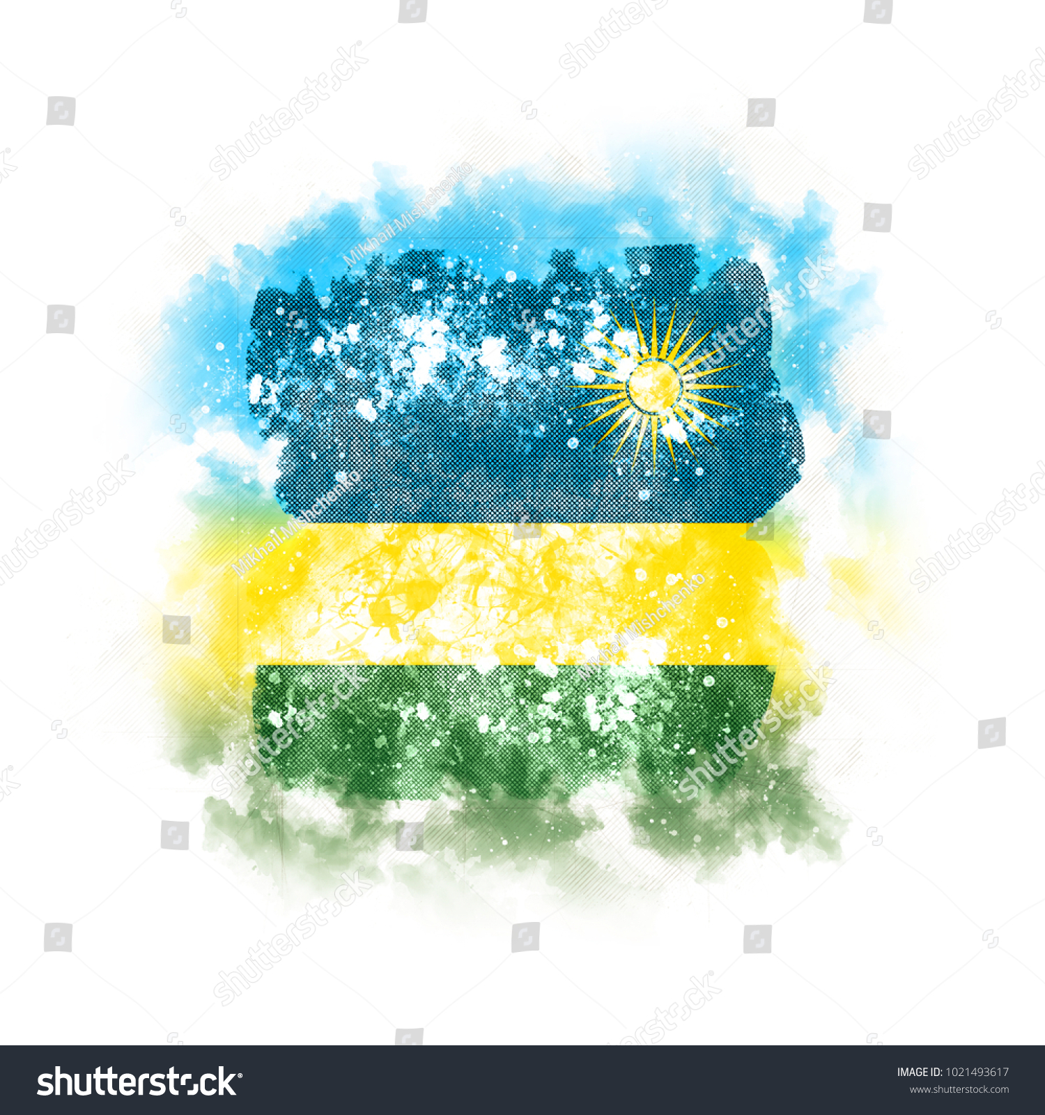 Square Grunge Flag Rwanda 3d Illustration Stock Illustration ...