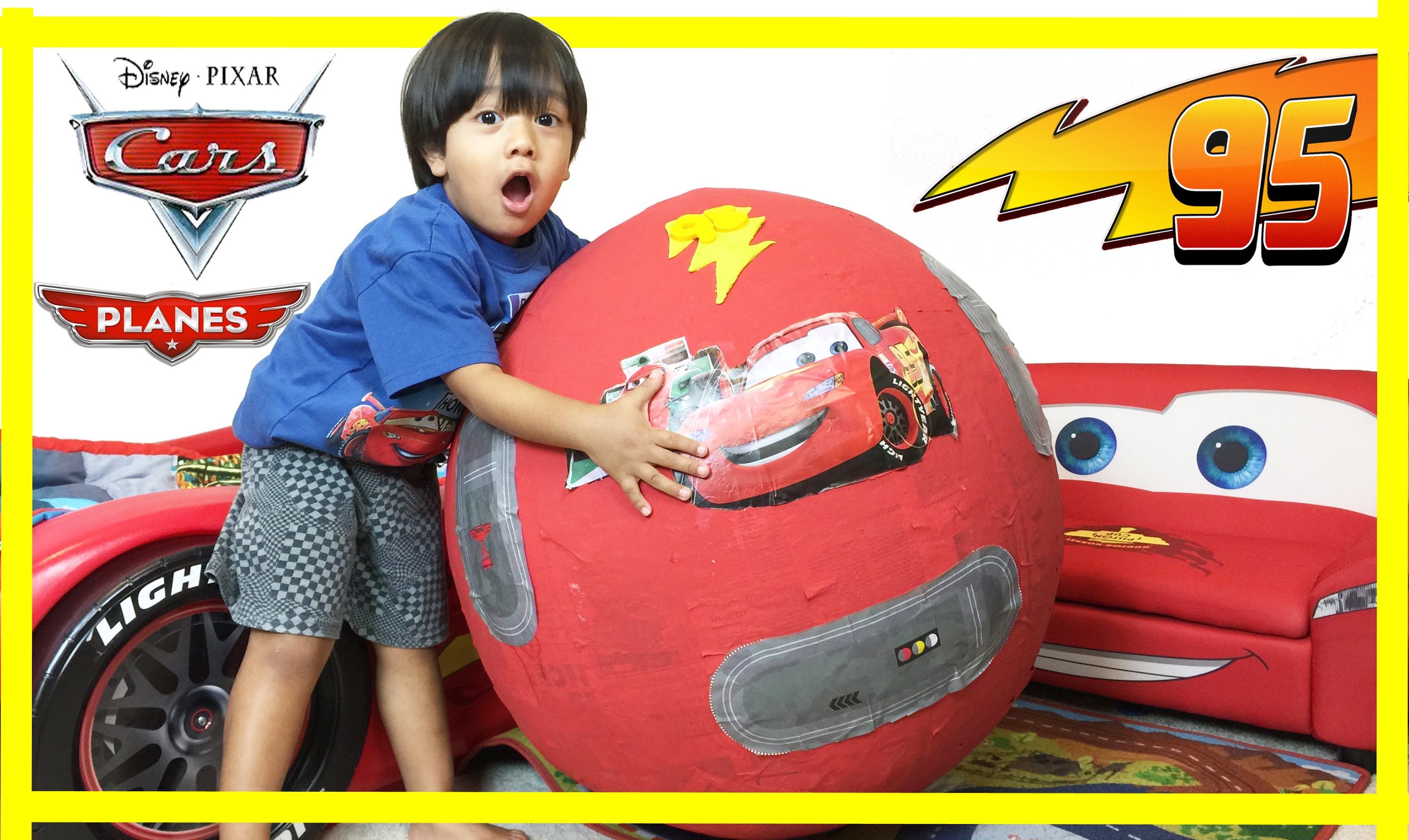 GIANT Lightning McQueen Egg Surprise with 100+ Disney Cars Toys ...
