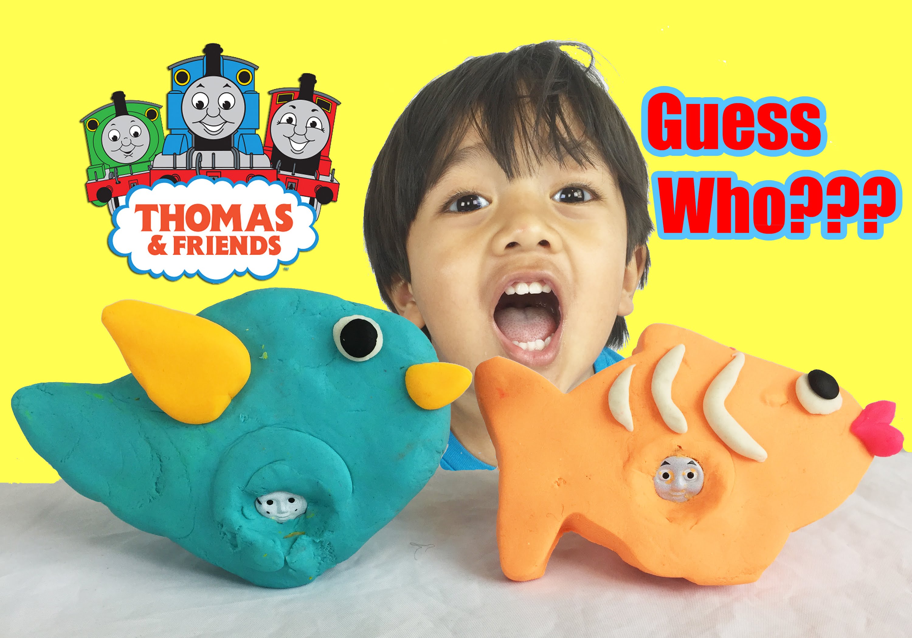Ryan plays with PLAY DOH THOMAS & FRIENDS GUESSING GAME! - YouTube