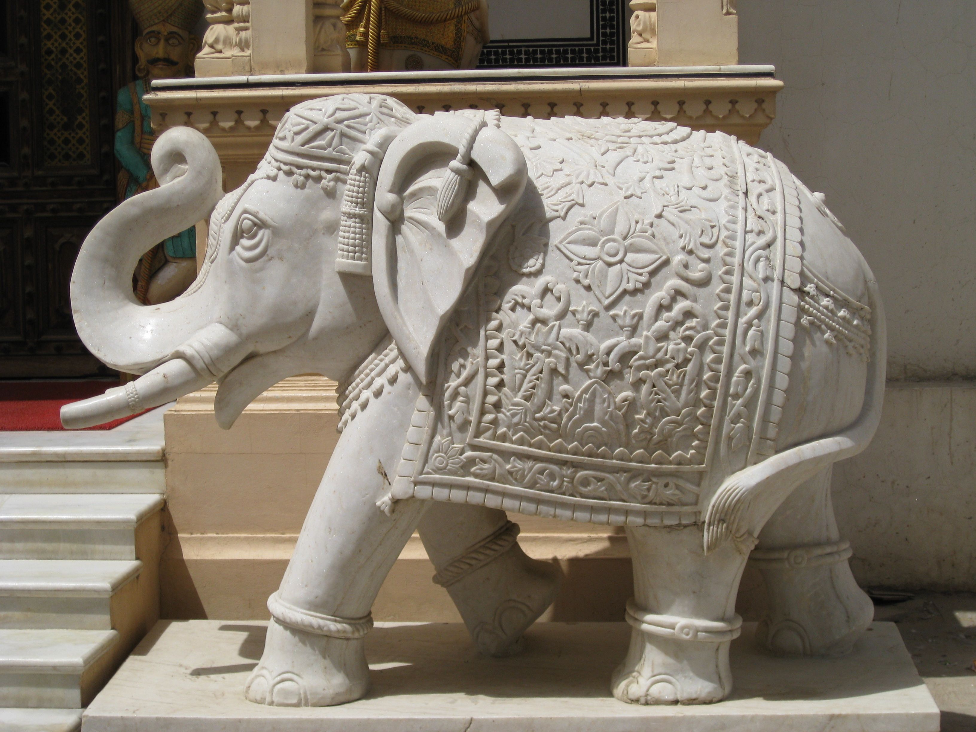 An elephant, beautifully hand carved out of white marble at a local ...