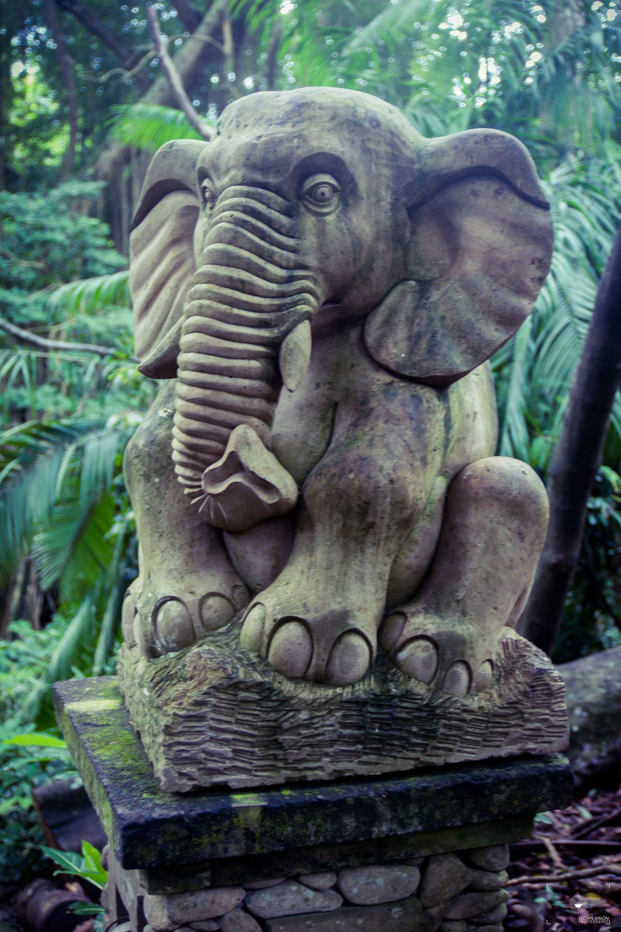 Elephant statue in Ubud's famous Sacred Monkey Forest - Bali ...