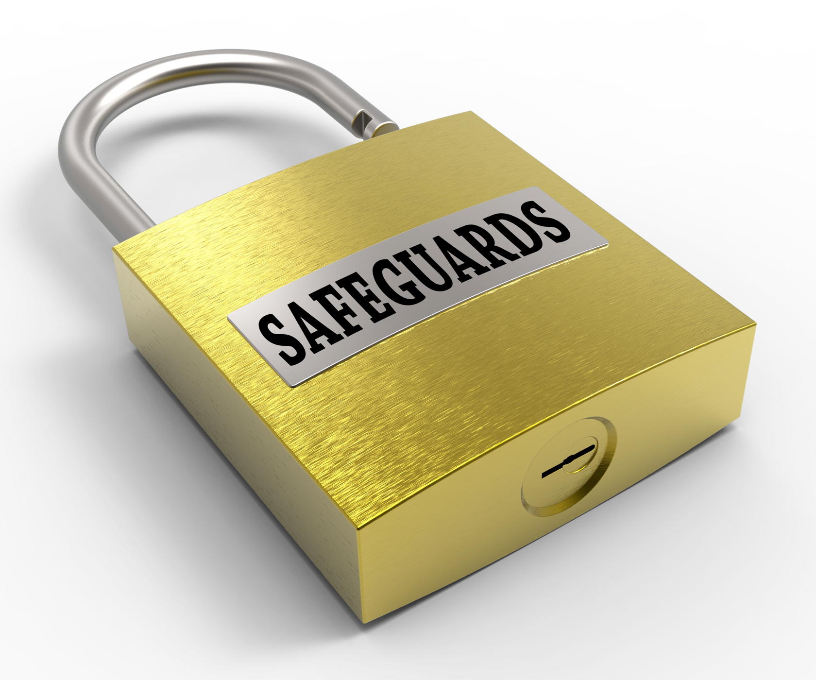 Safeguards padlock indicates protect unlock and protection 3d renderin photo