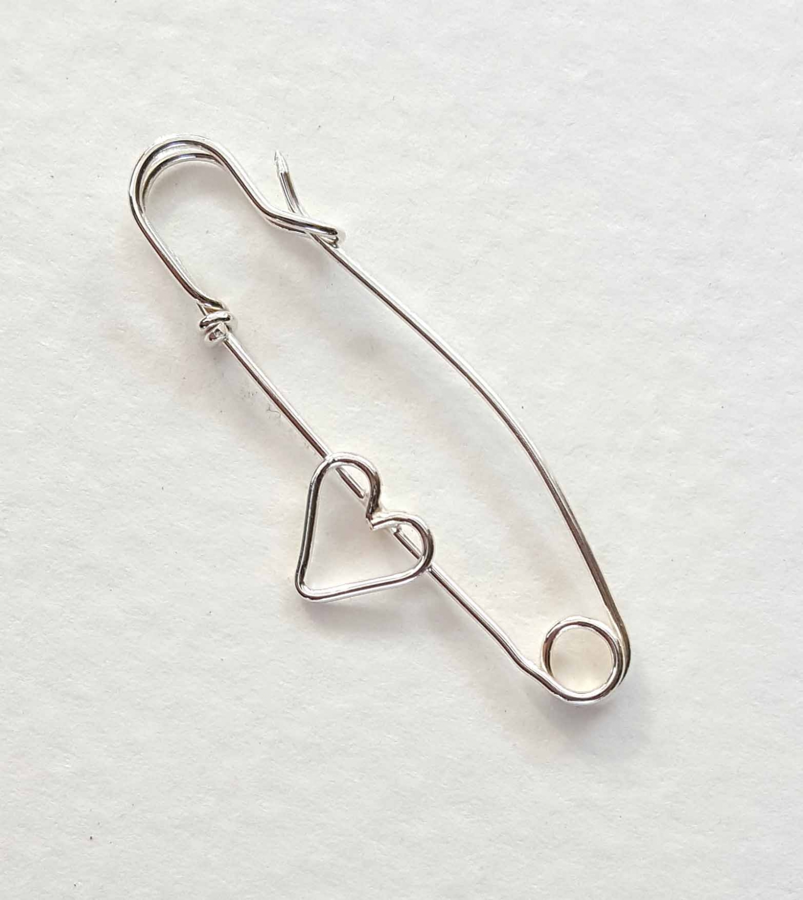 Sterling Silver Safety Pin with Heart | StoneWyre
