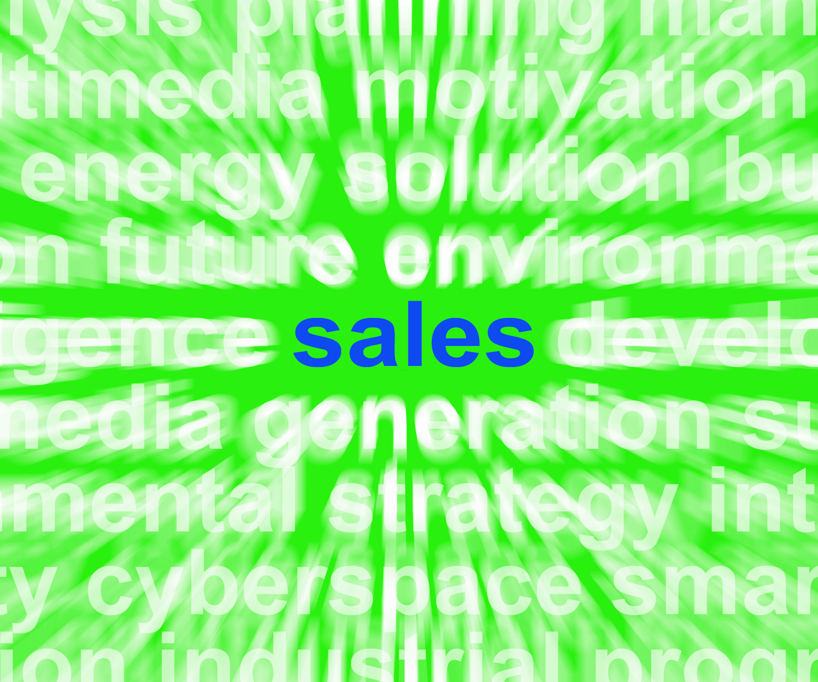 Sales word shows marketing selling products to consumers photo