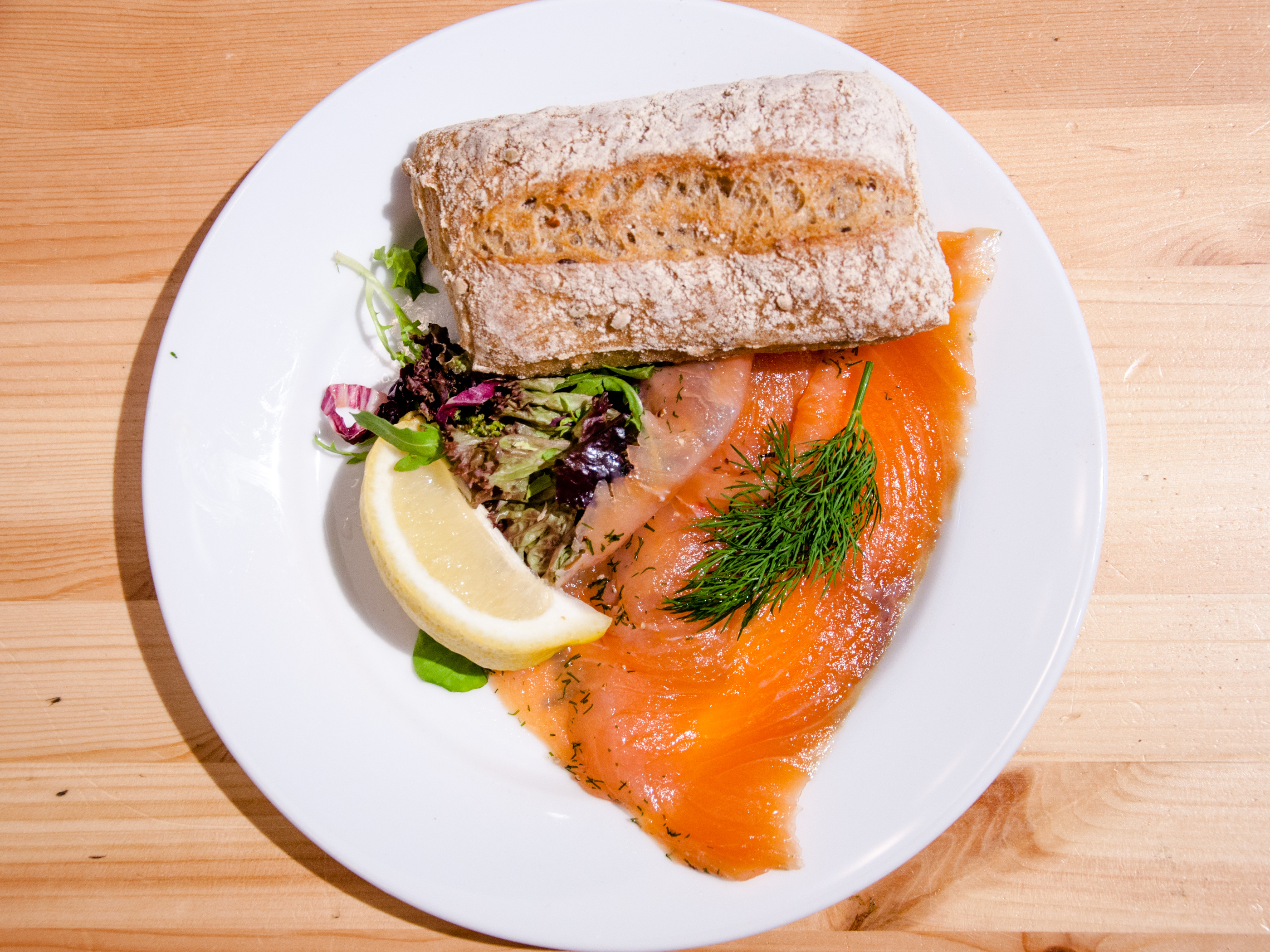 Salmon on a bread photo