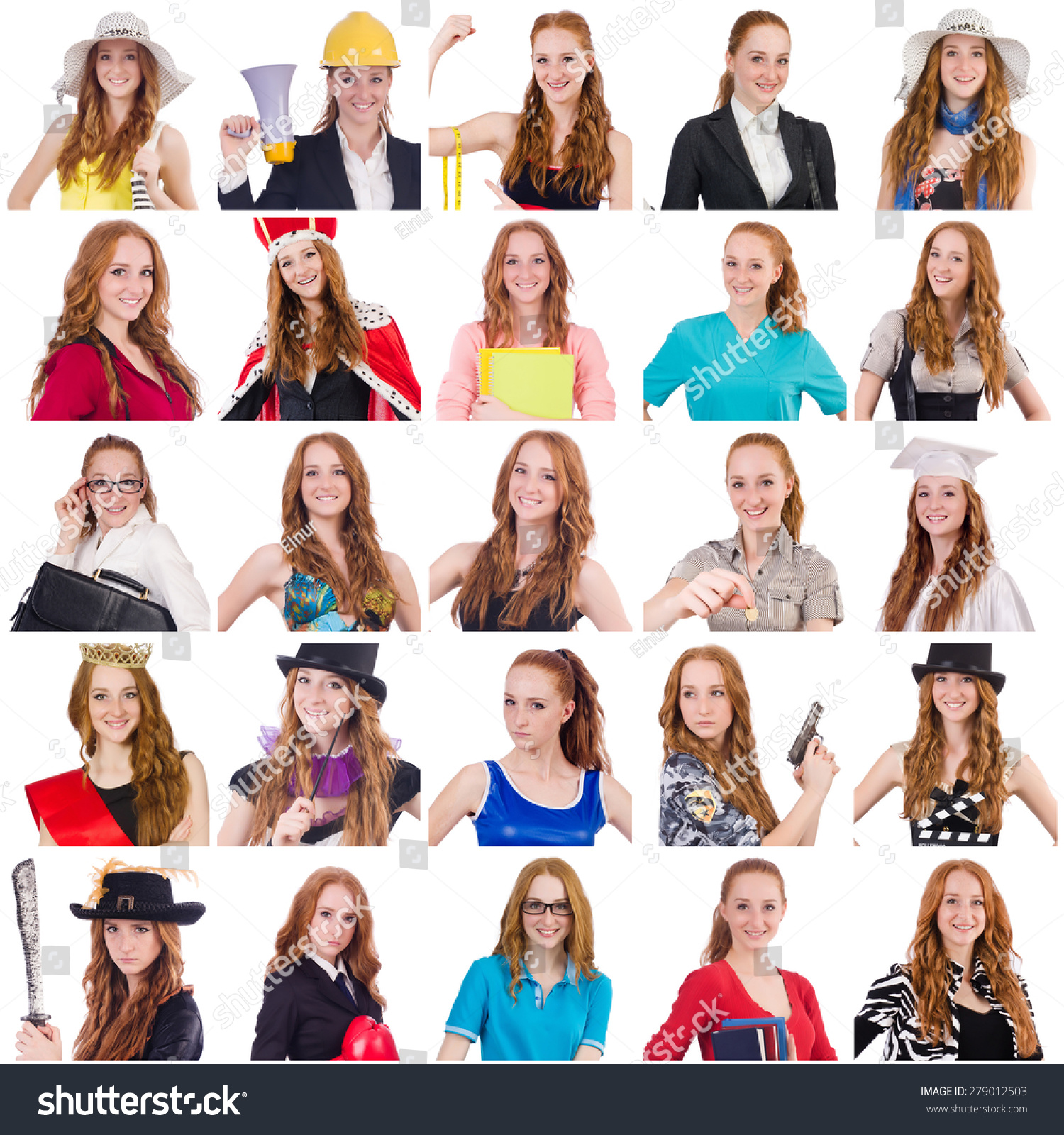 Collage Many Faces Same Model Stock Photo (Edit Now)- Shutterstock