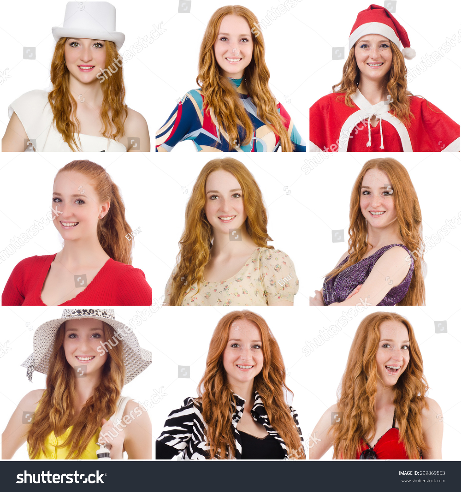 Collage Many Faces Same Model Stock Photo (Safe to Use) 299869853 ...