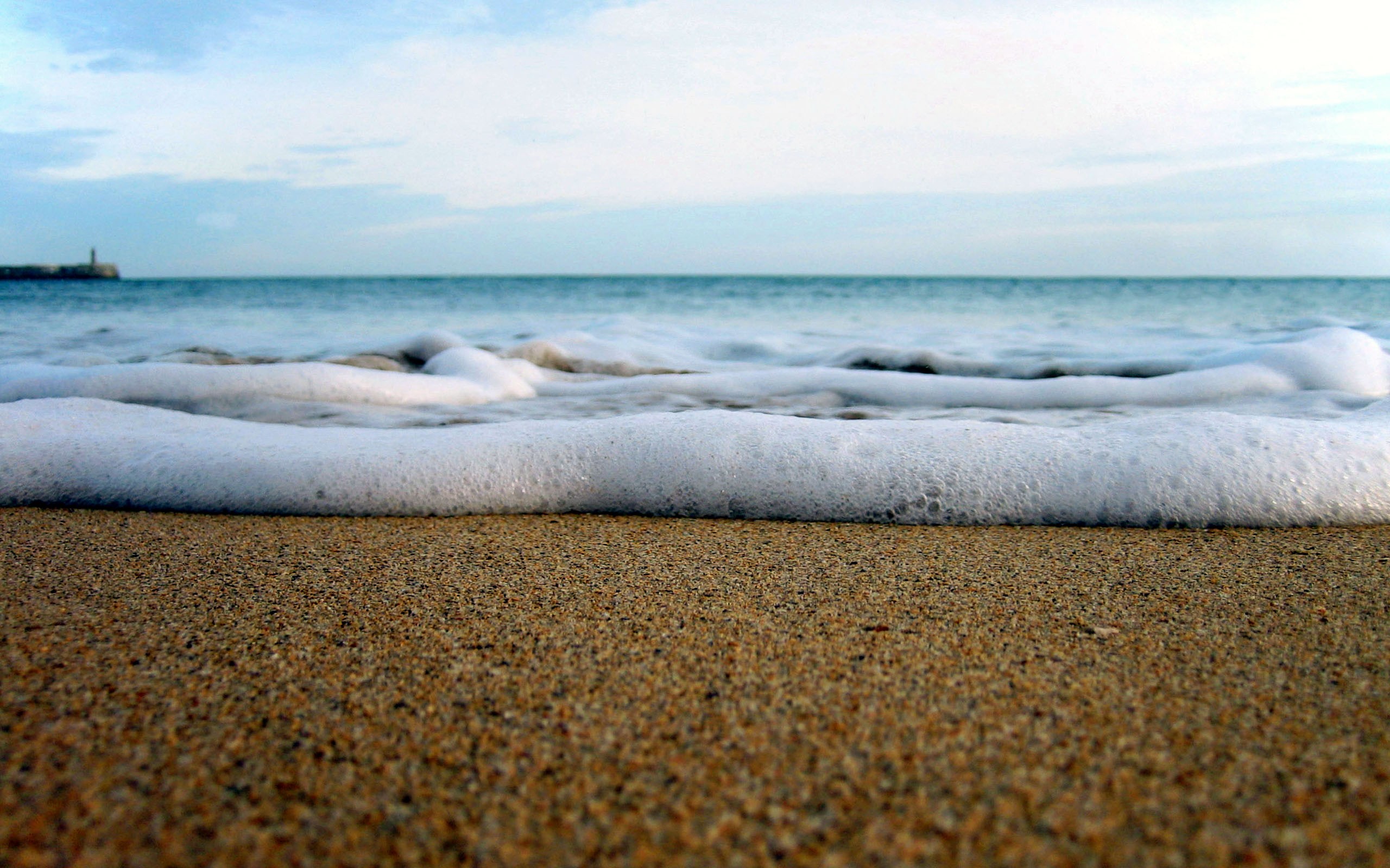 Beach: Sea Blue Beach Sand Waves Wallpaper HD 16:9 High Definition ...