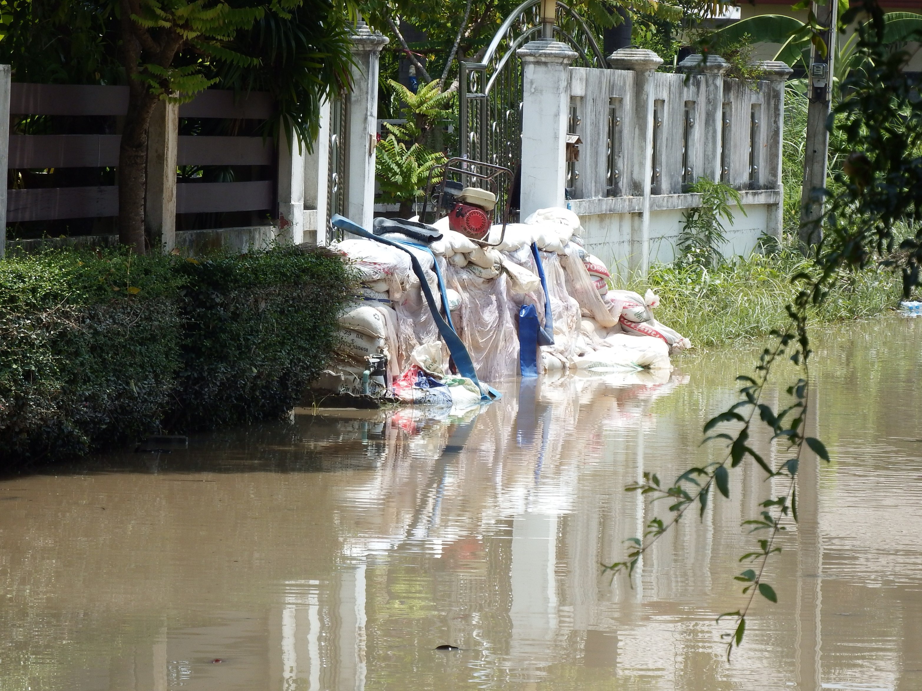 Sandbags Protecting Against Flood Water, Barrier, Global, Weather, Water, HQ Photo