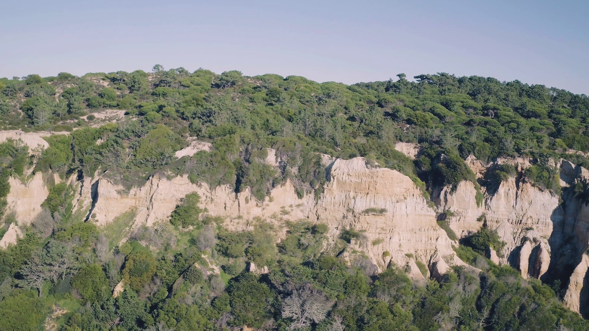 Aerial View a Sandstone Hill near Shore, Portugal Stock Video ...